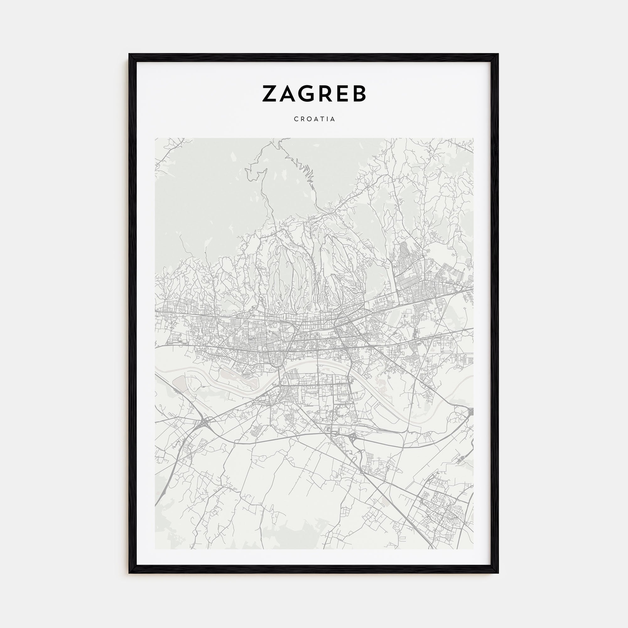 Zagreb Map Portrait Poster