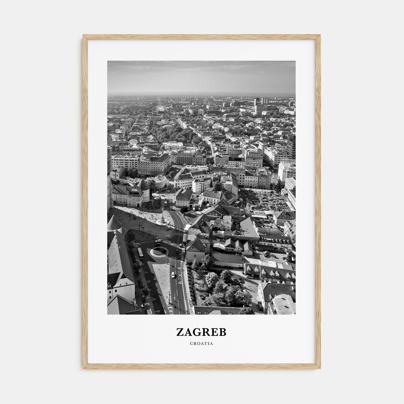 Zagreb Portrait B&W Poster