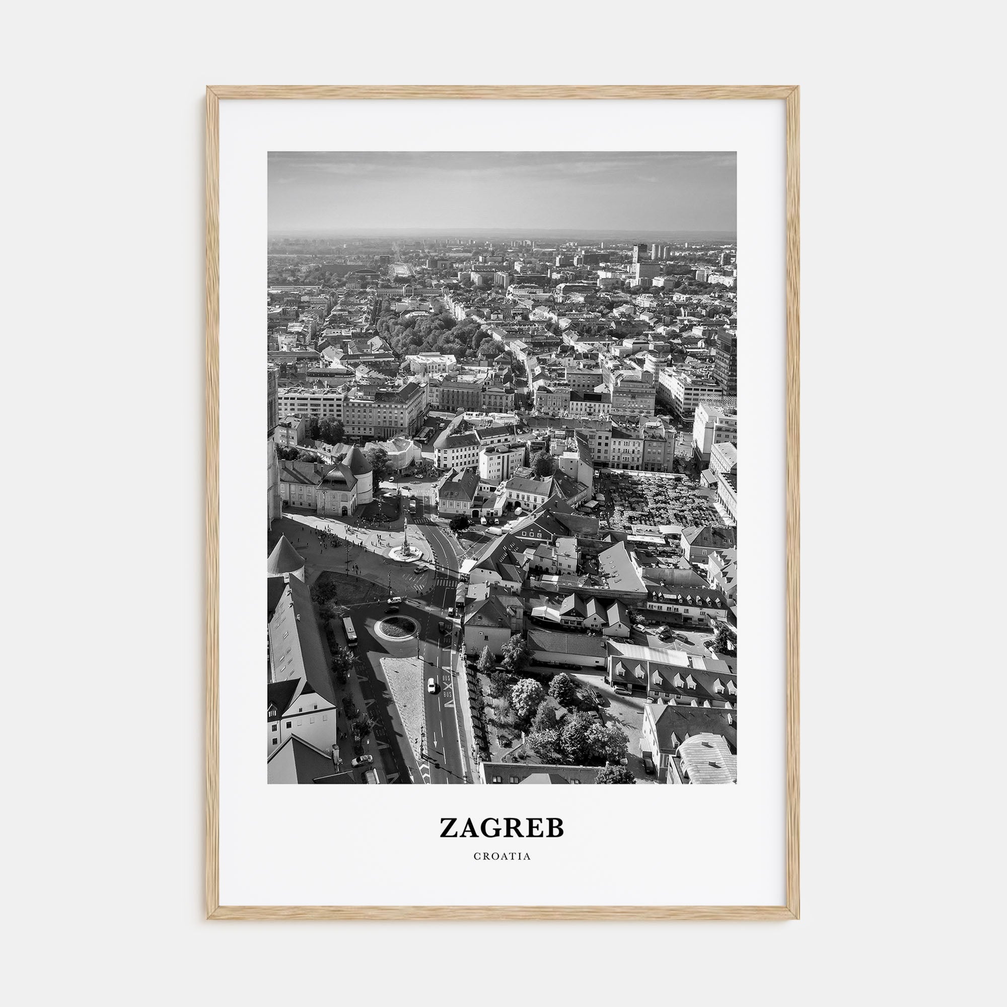 Zagreb Portrait B&W Poster