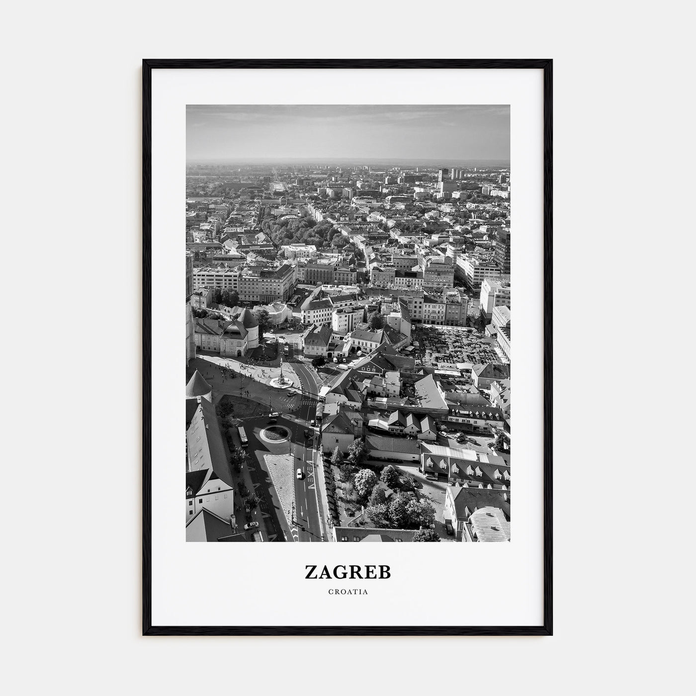 Zagreb Portrait B&W Poster