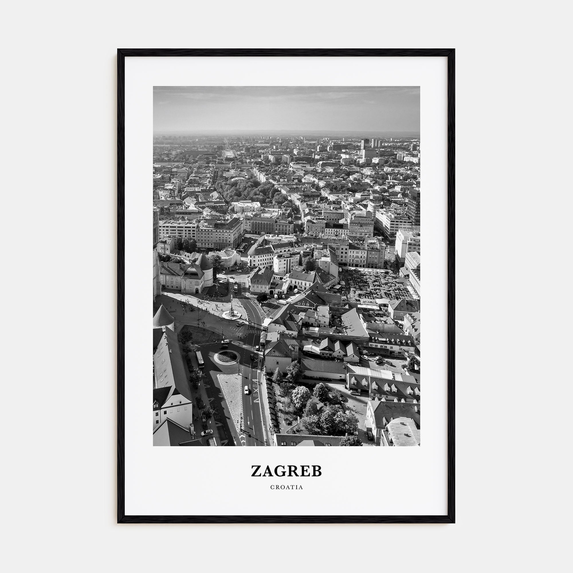 Zagreb Portrait B&W Poster