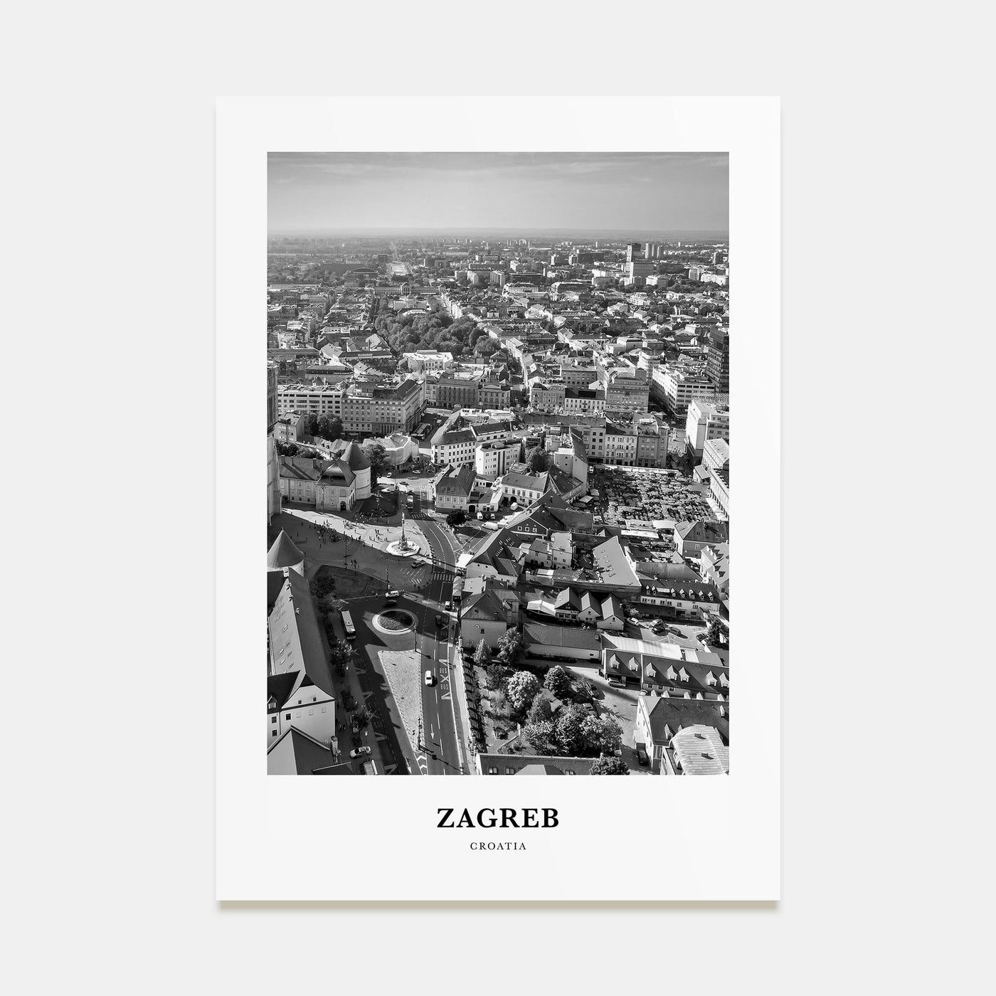 Zagreb Portrait B&W Poster