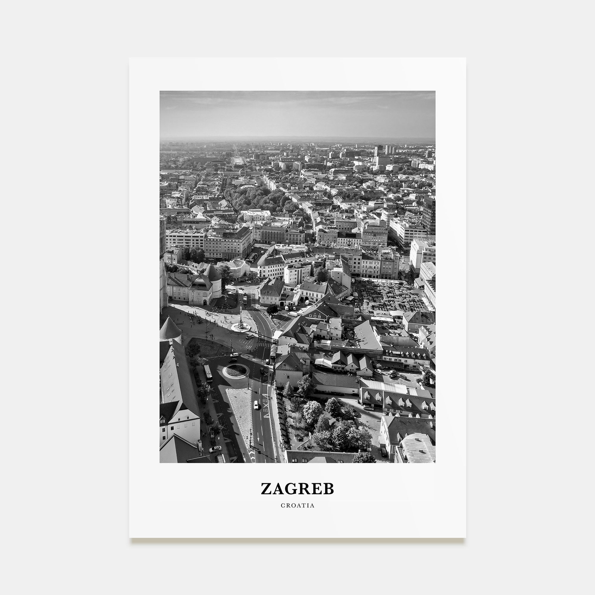Zagreb Portrait B&W Poster