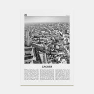 Zagreb Travel B&W Poster