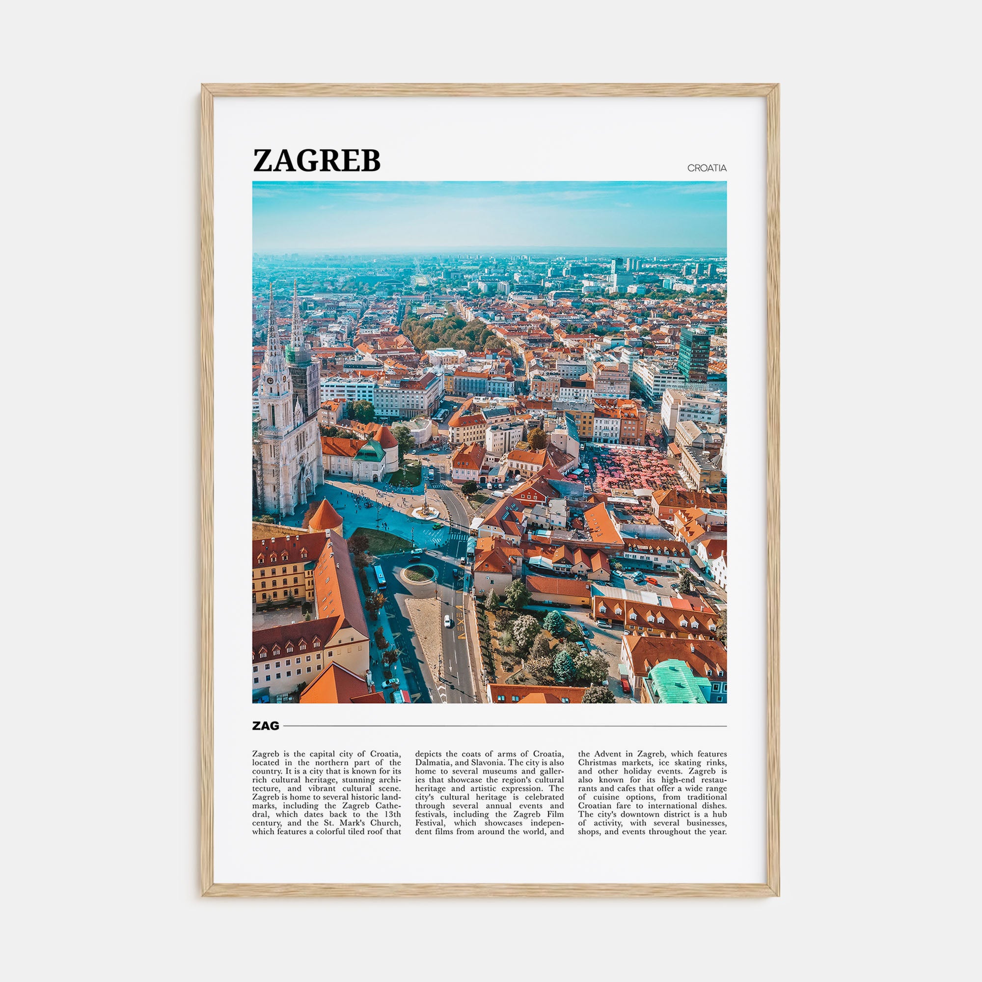 Zagreb Travel Color Poster