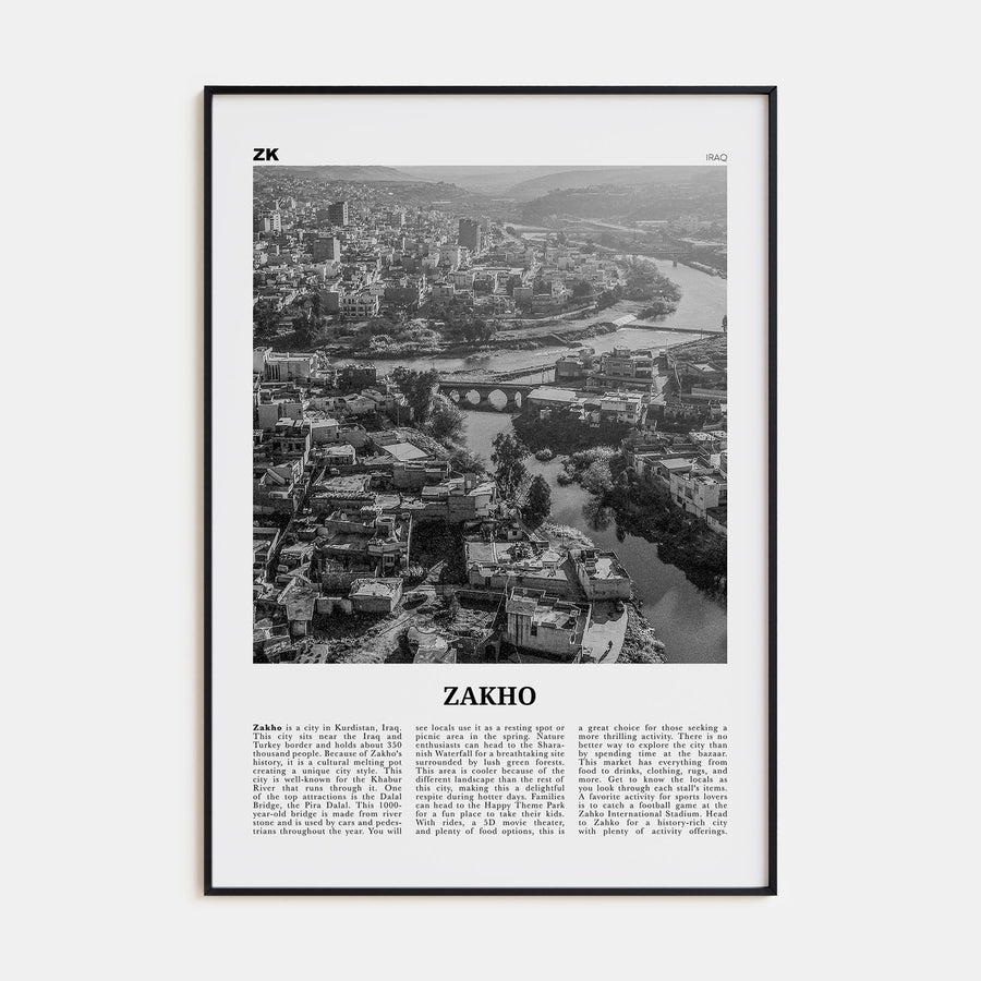 Zakho Travel B&W Poster