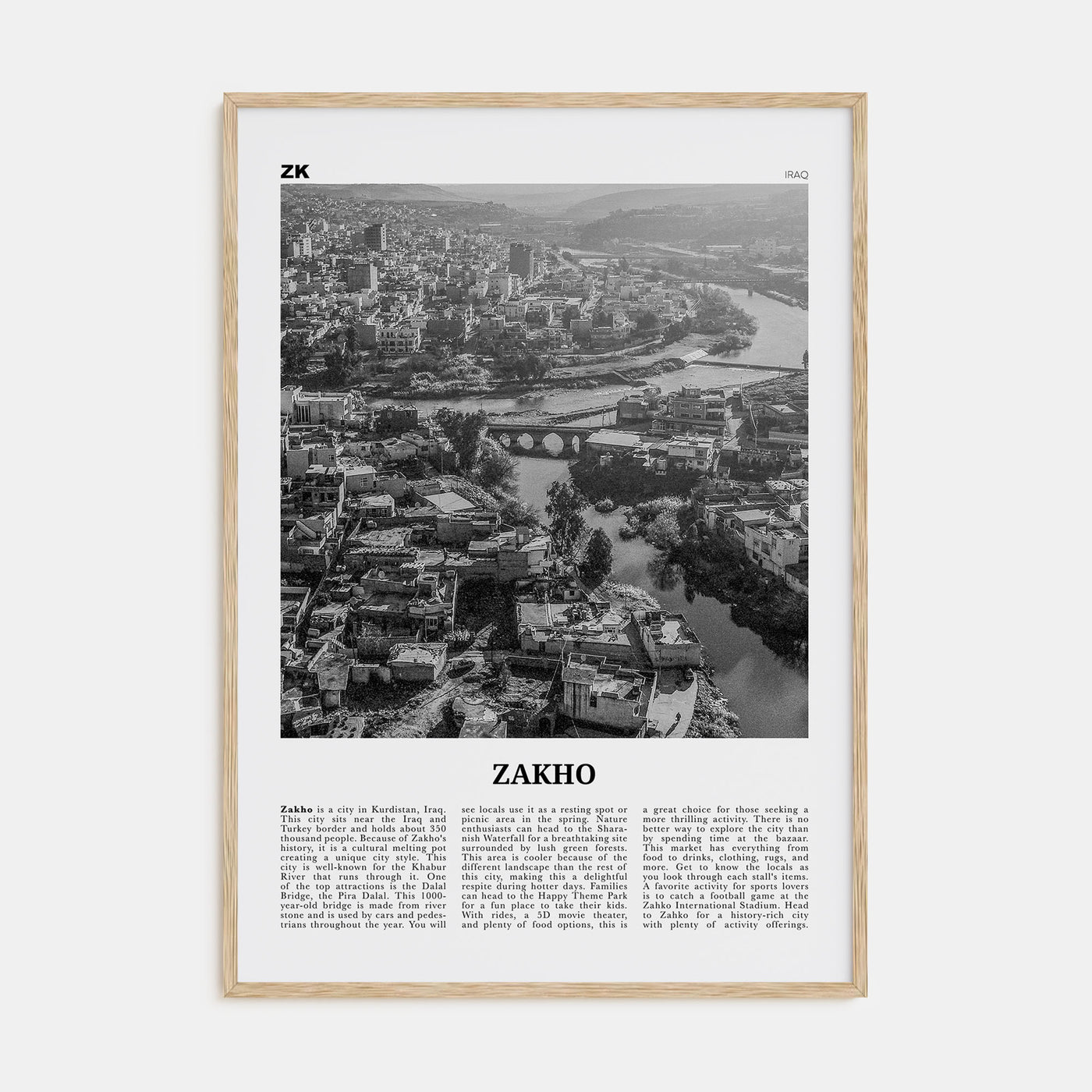 Zakho Travel B&W Poster