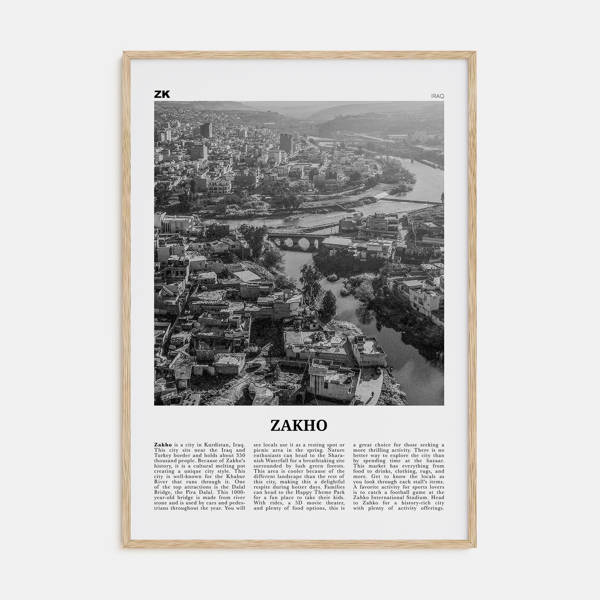 Zakho Travel B&W Poster