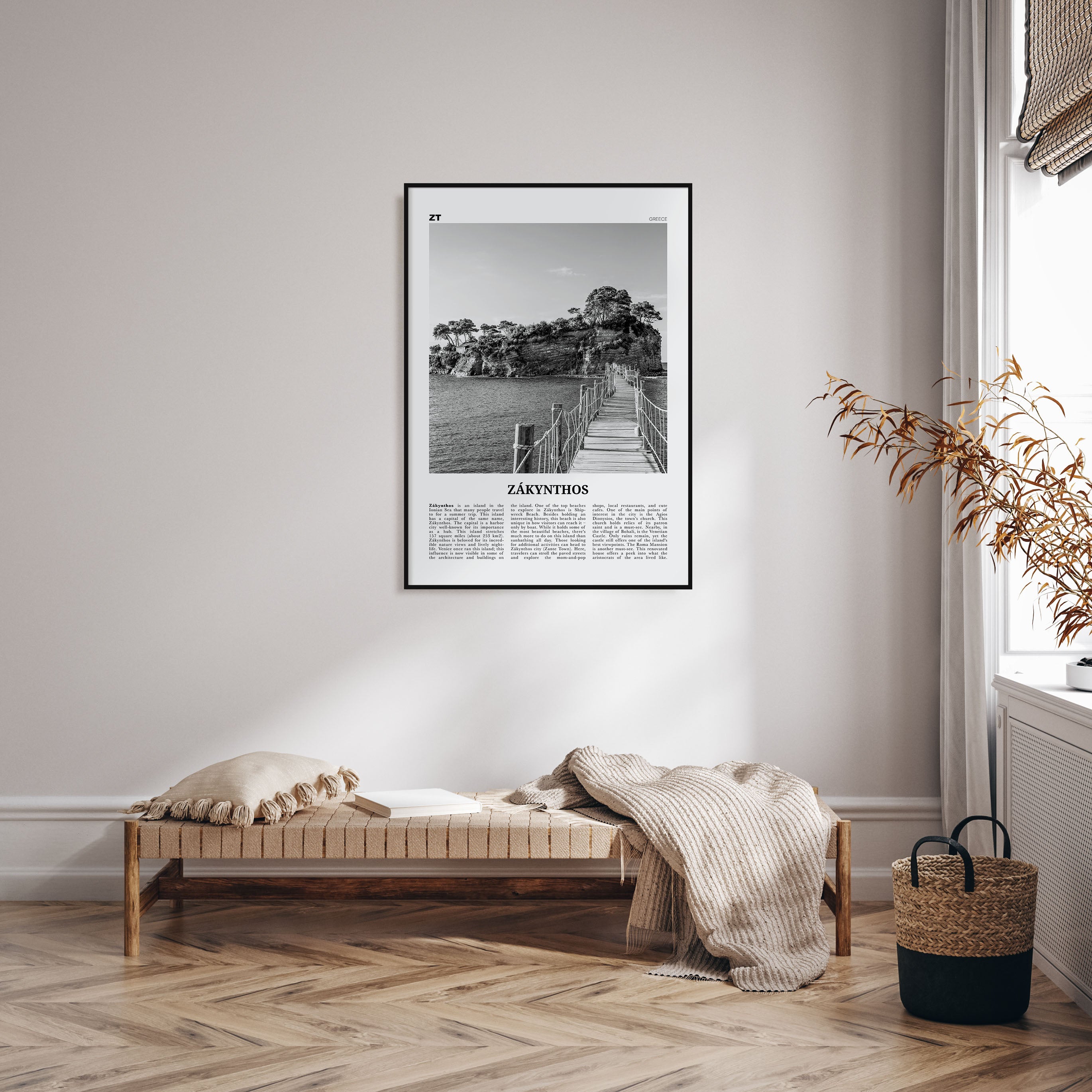 Zákynthos Travel B&W Poster