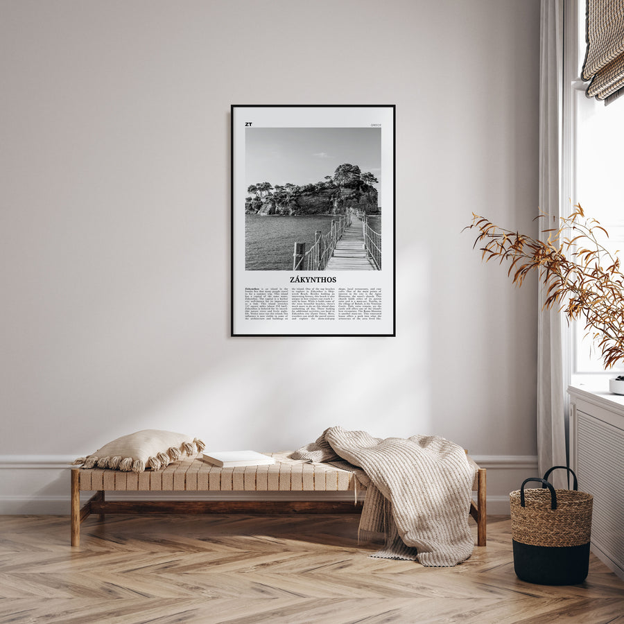 Zákynthos Travel B&W Poster