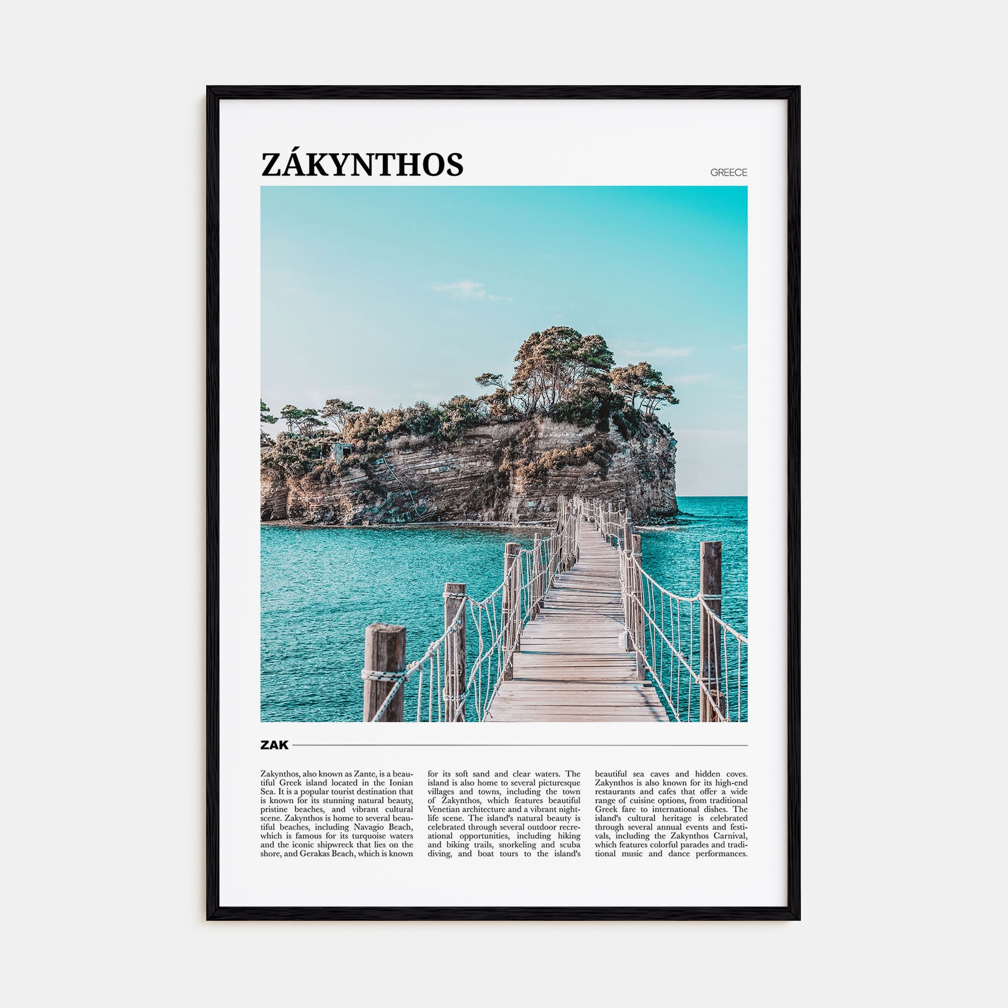Zákynthos Travel Color Poster