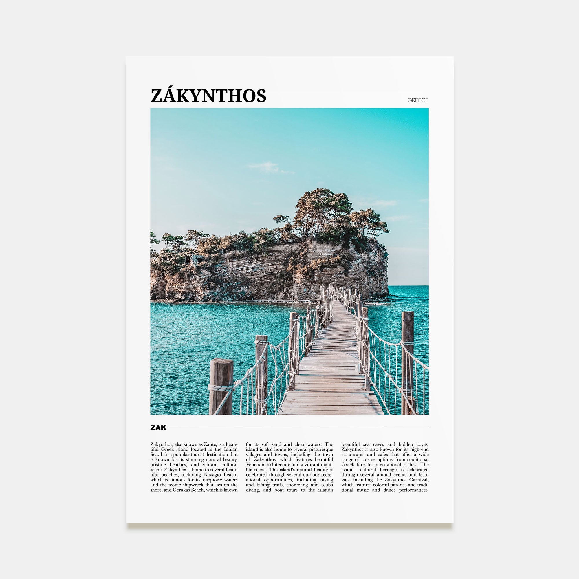 Zákynthos Travel Color Poster