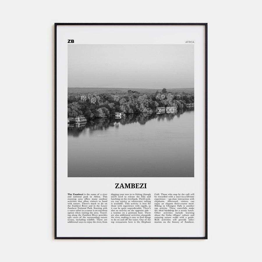 Zambezi Travel B&W Poster