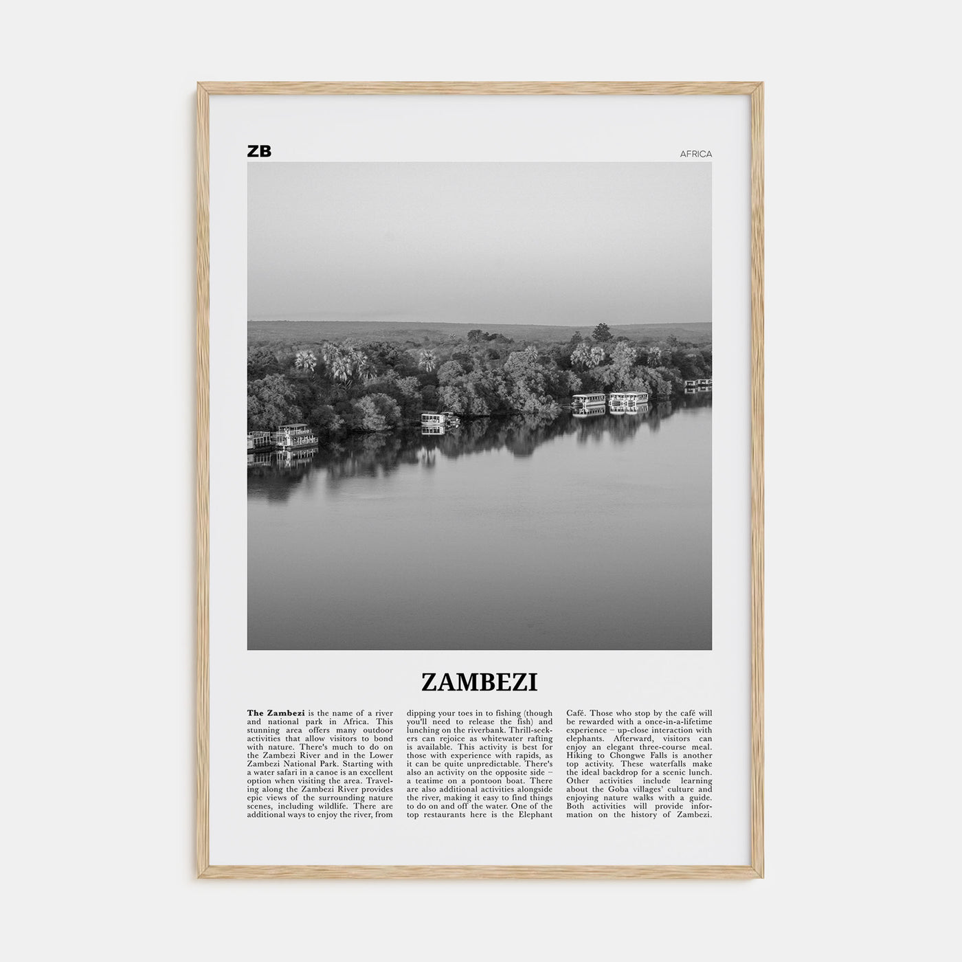 Zambezi Travel B&W Poster