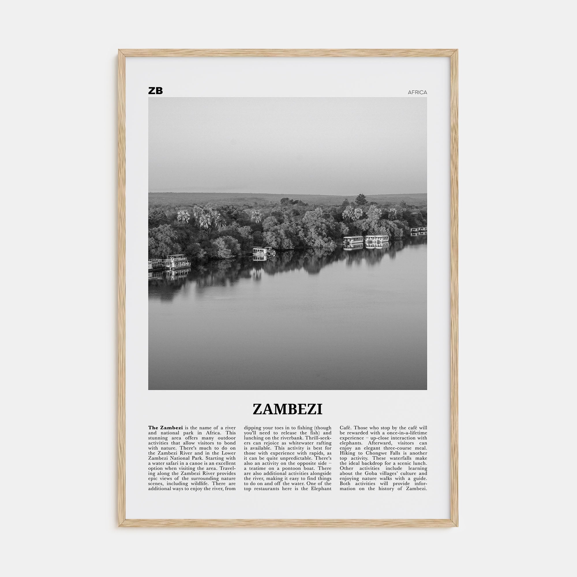 Zambezi Travel B&W Poster