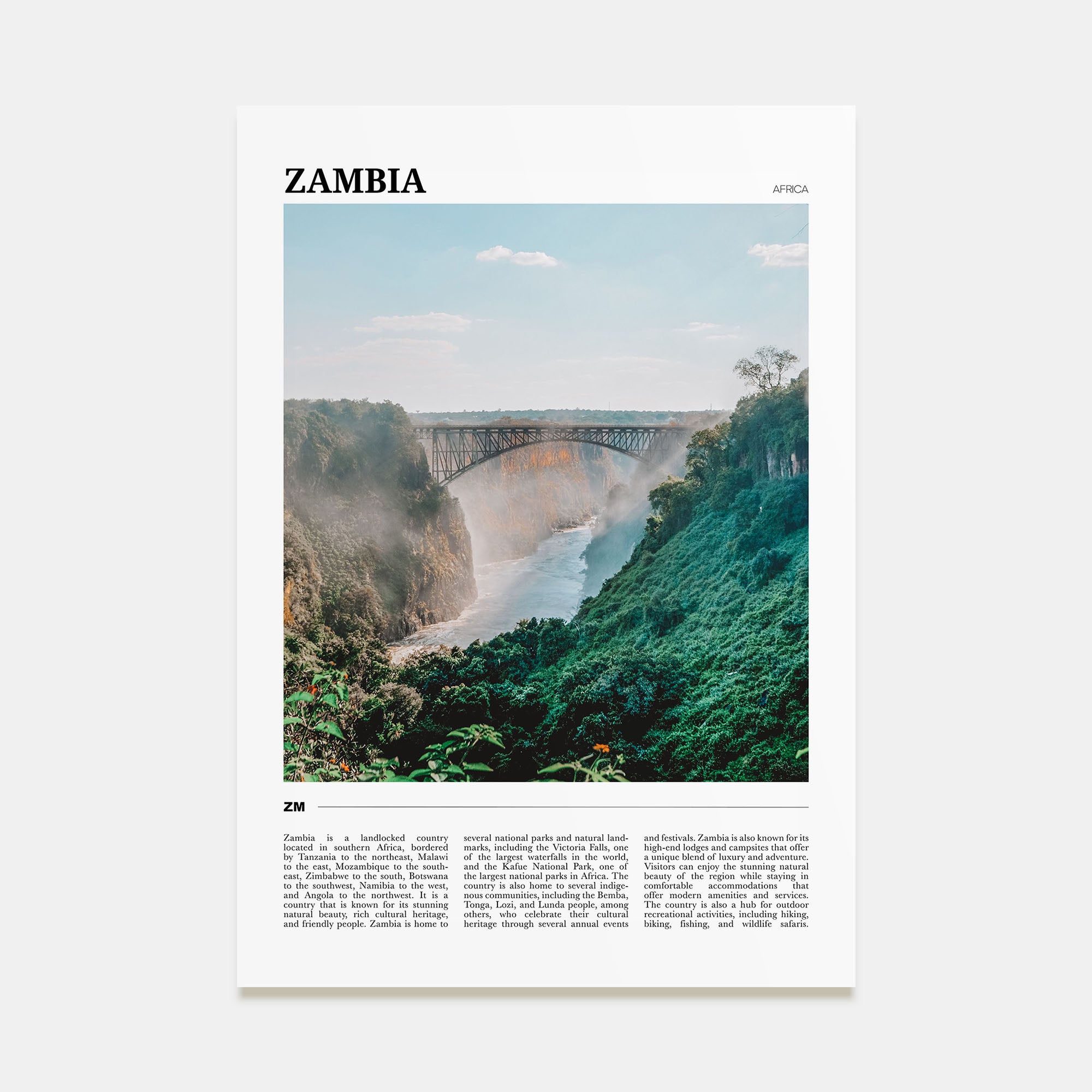 Zambia Travel Color Poster