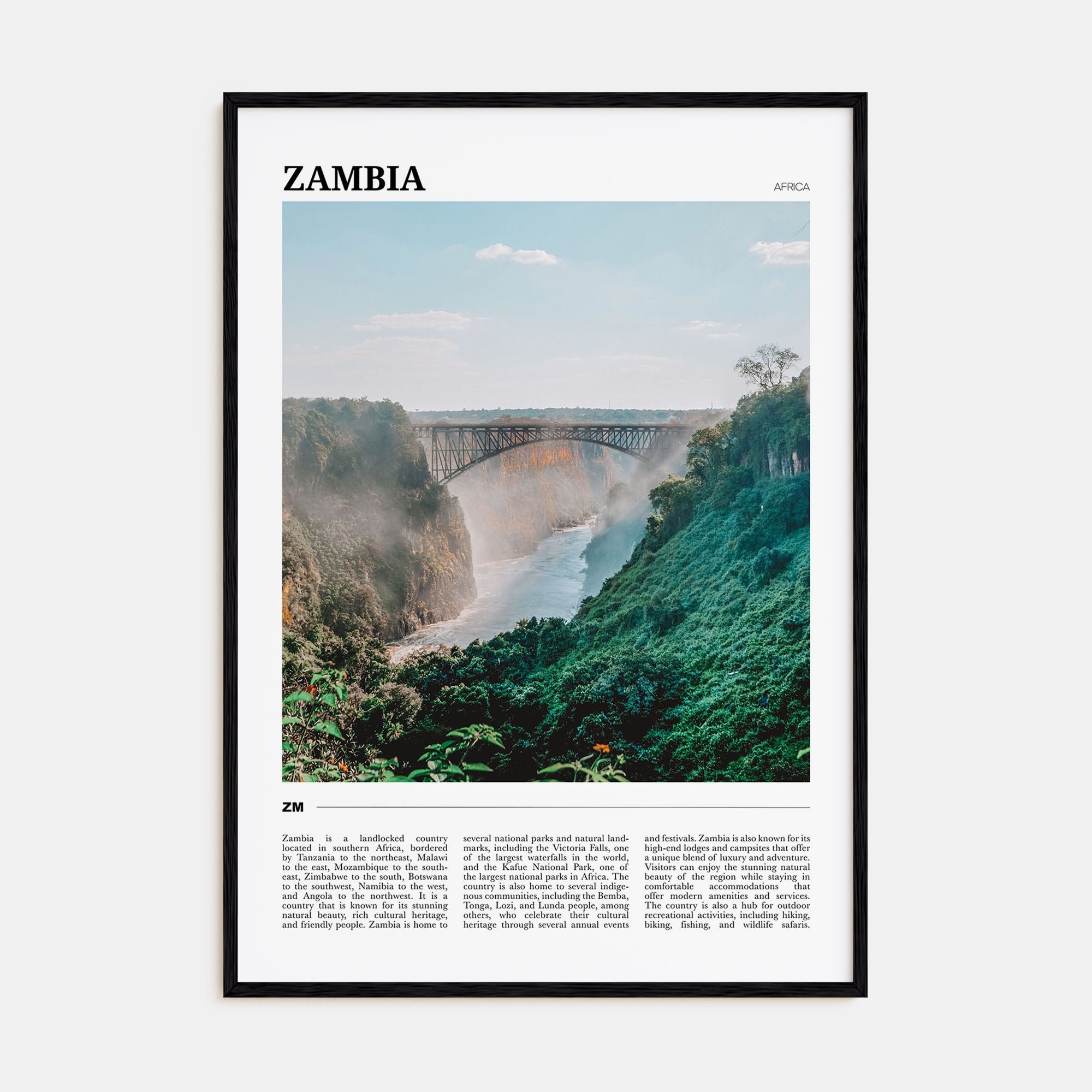 Zambia Travel Color Poster