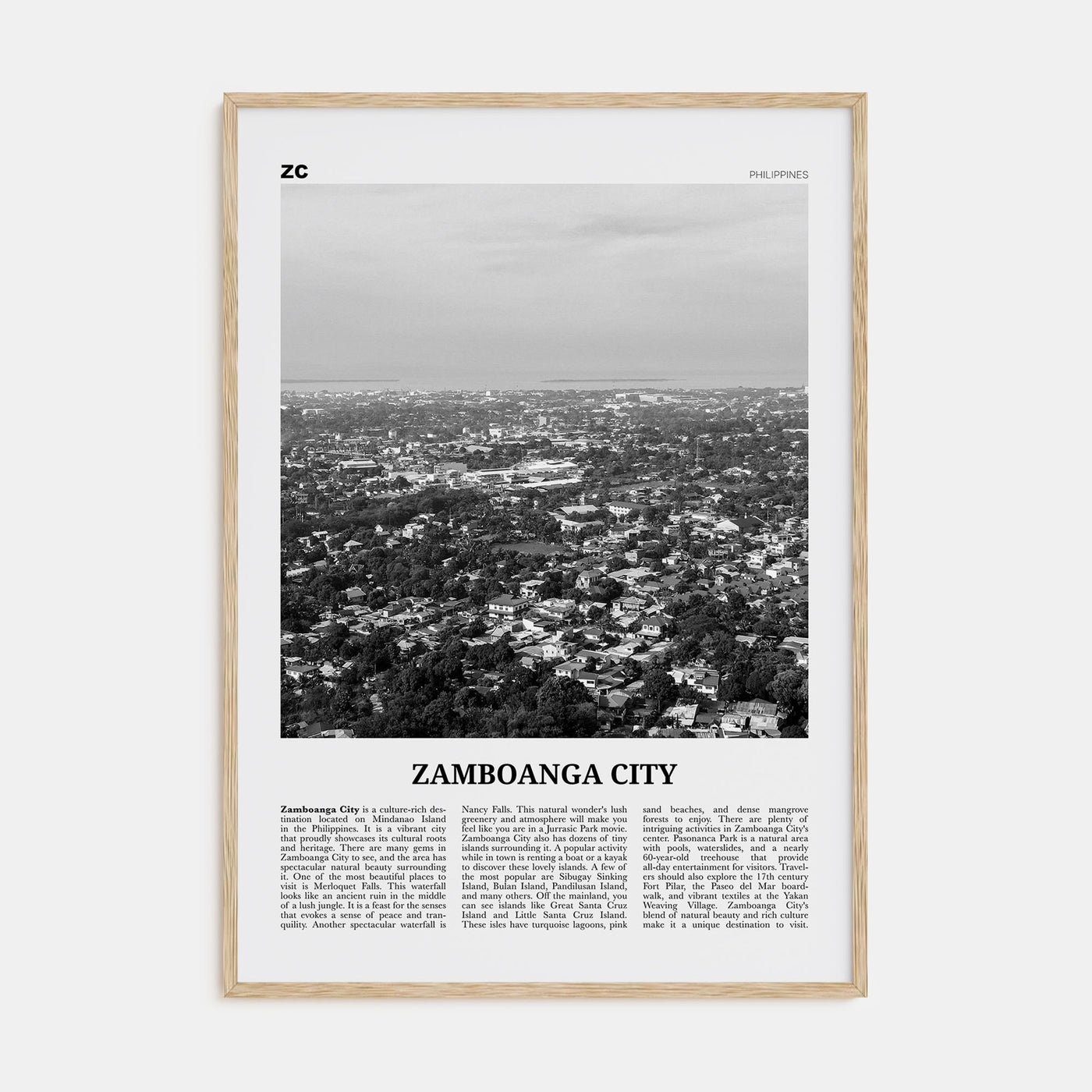 Zamboanga City Travel B&W Poster
