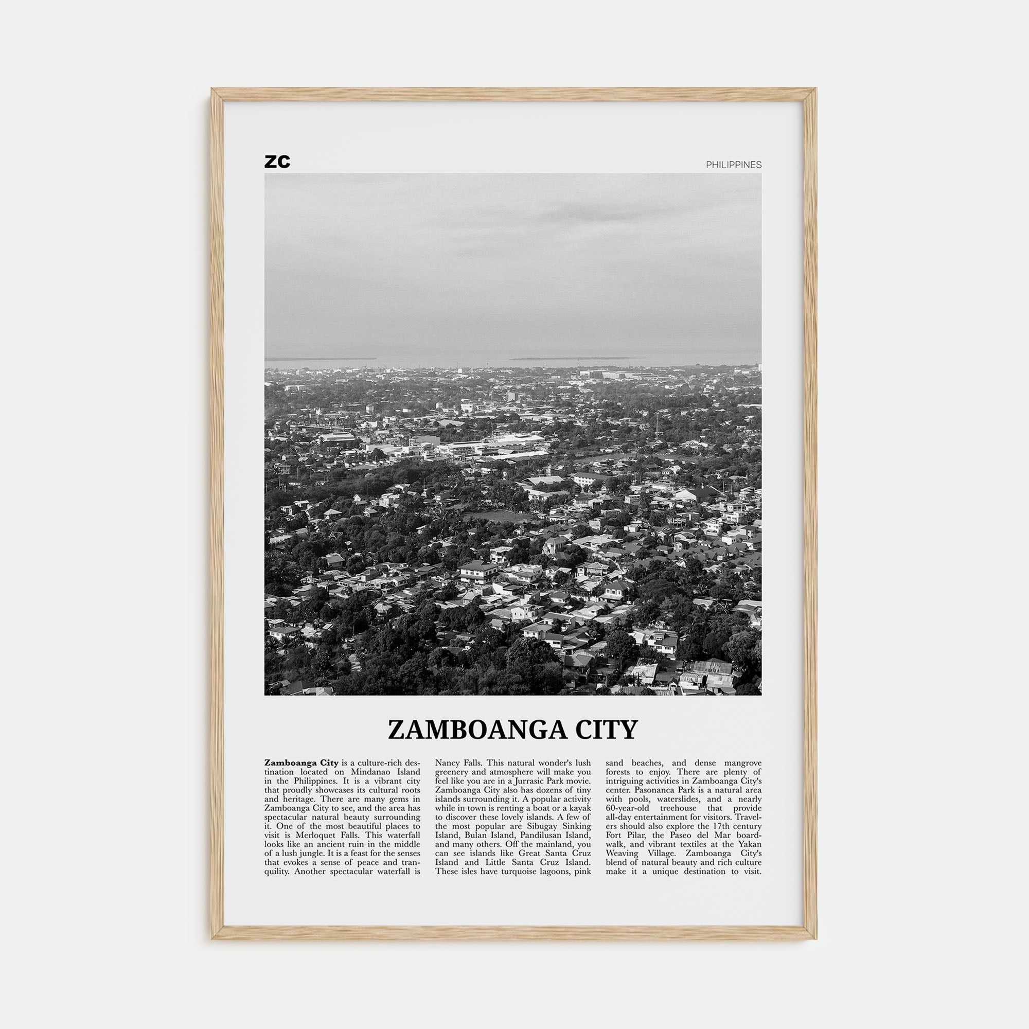 Zamboanga City Travel B&W Poster