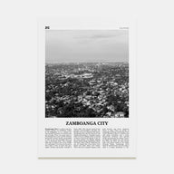 Zamboanga City Travel B&W Poster