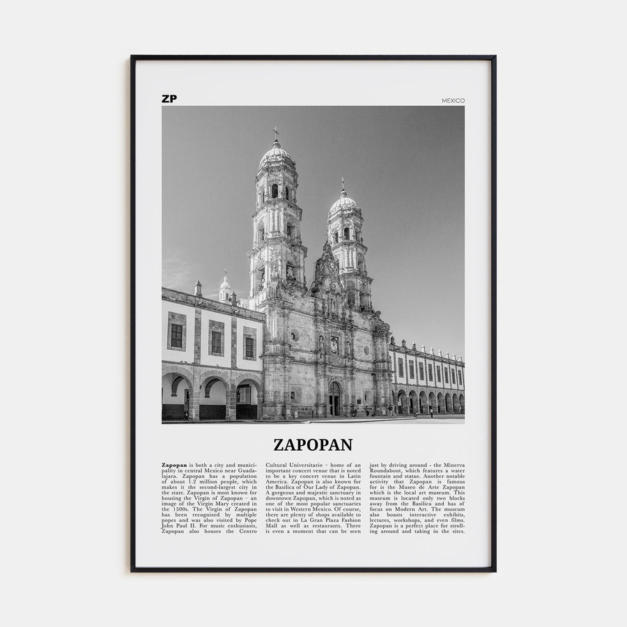 Zapopan Travel B&W Poster
