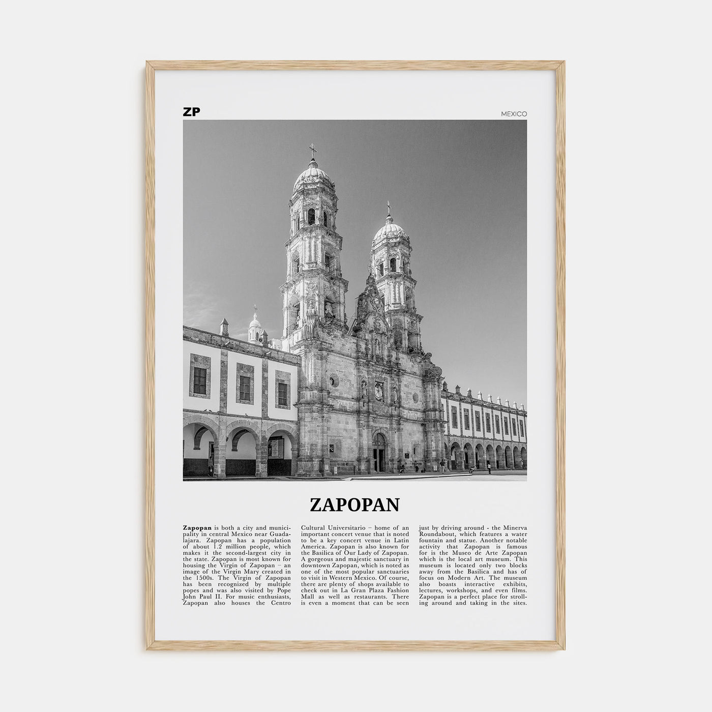 Zapopan Travel B&W Poster