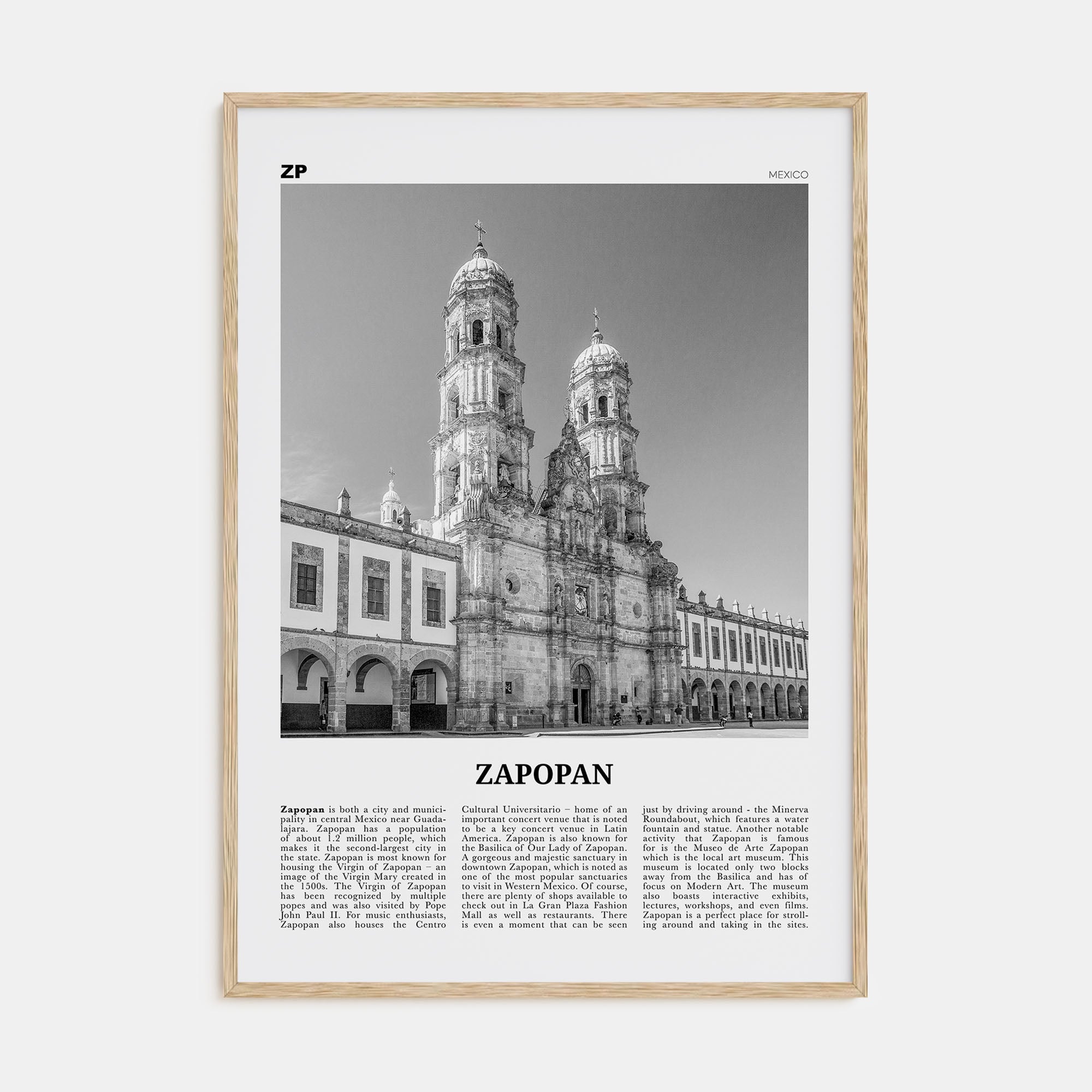 Zapopan Travel B&W Poster