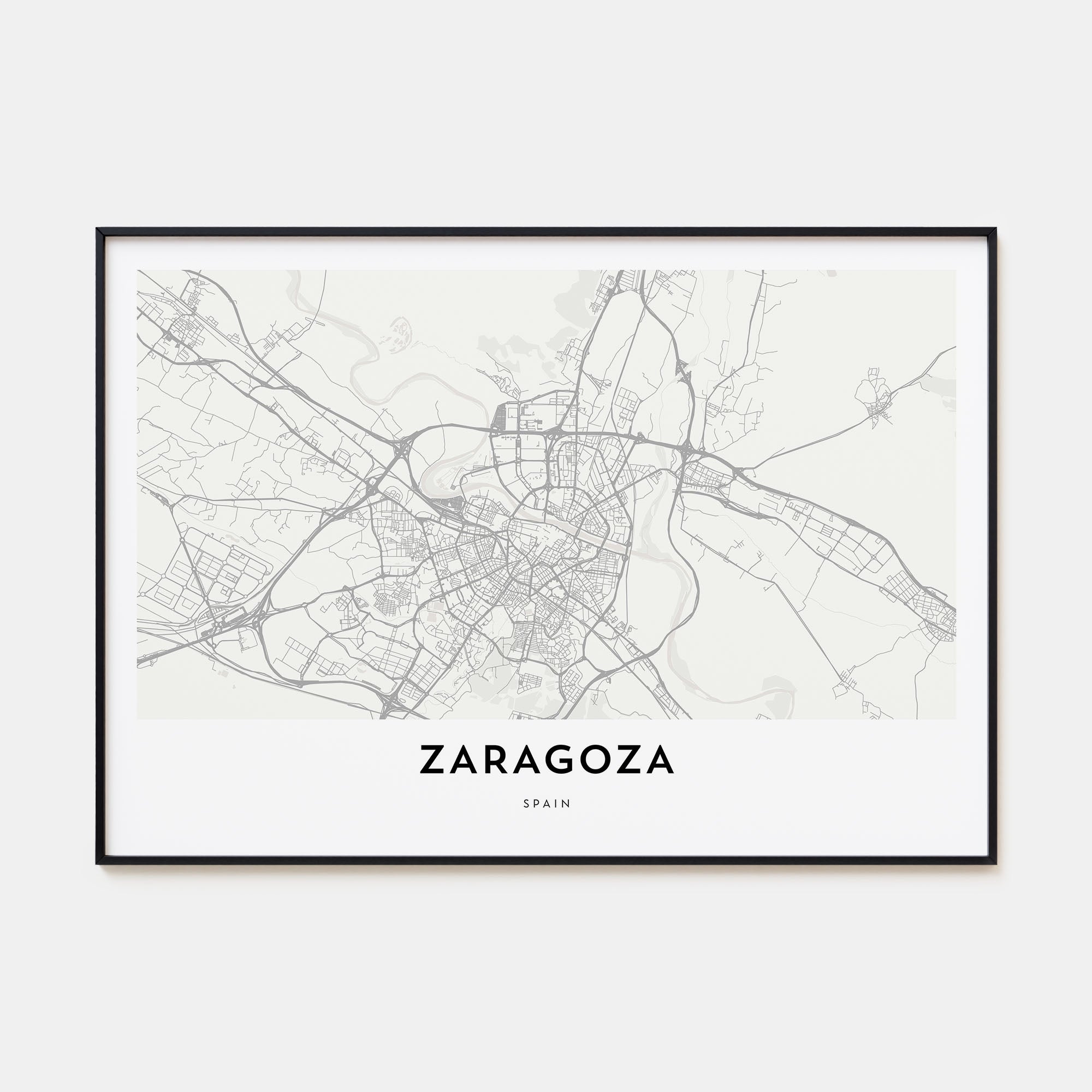 Zaragoza Map Landscape Poster