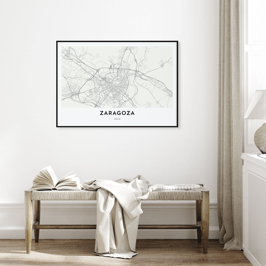 Zaragoza Map Landscape Poster