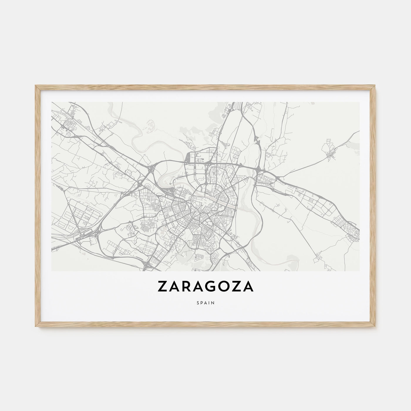 Zaragoza Map Landscape Poster