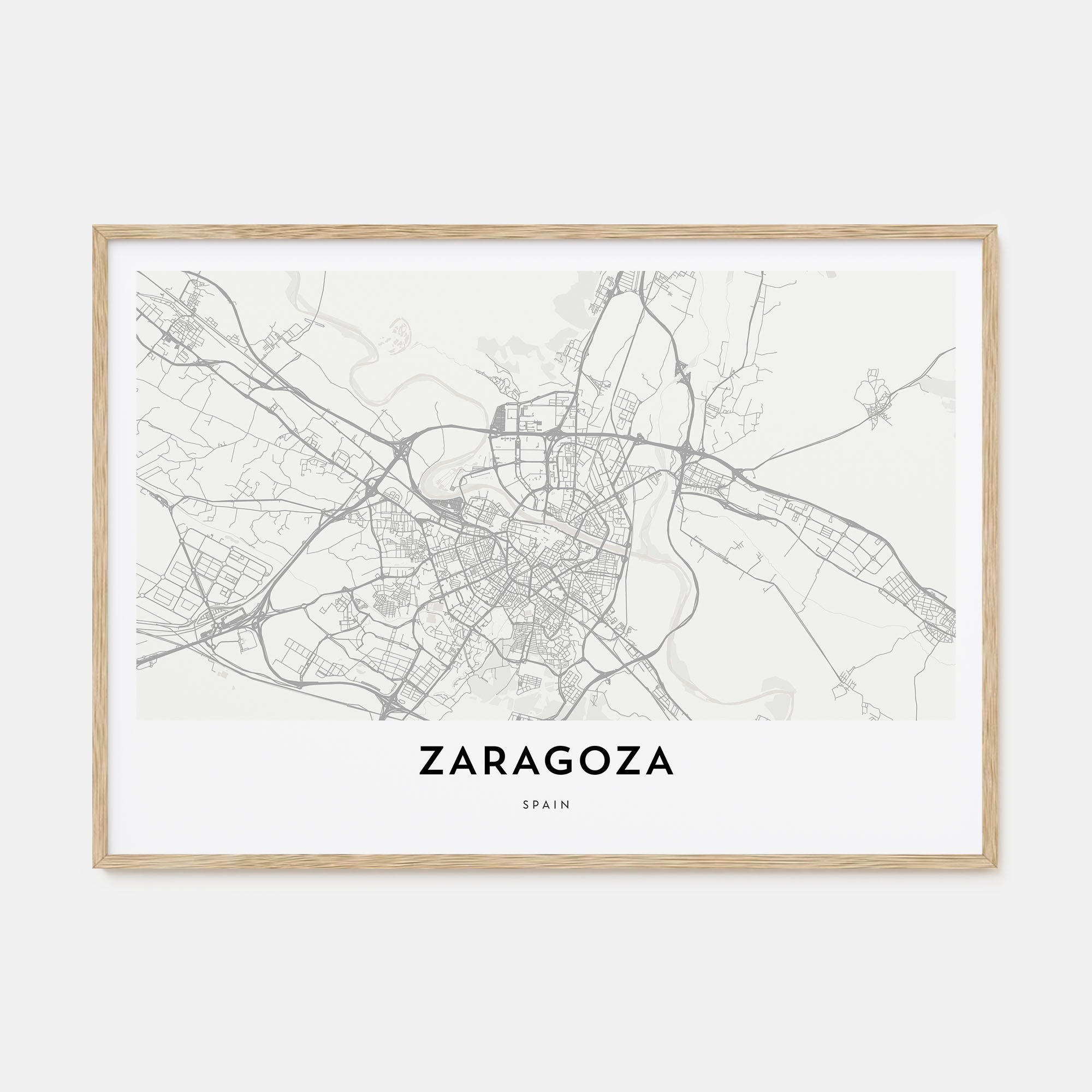 Zaragoza Map Landscape Poster