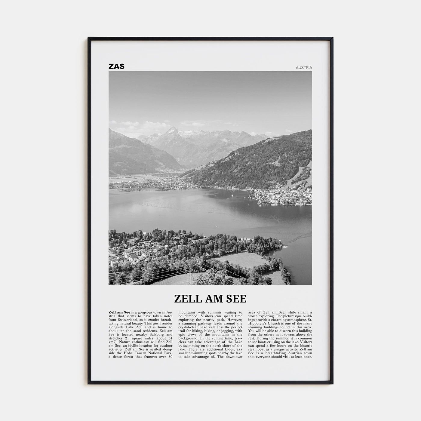Zell am See Travel B&W Poster