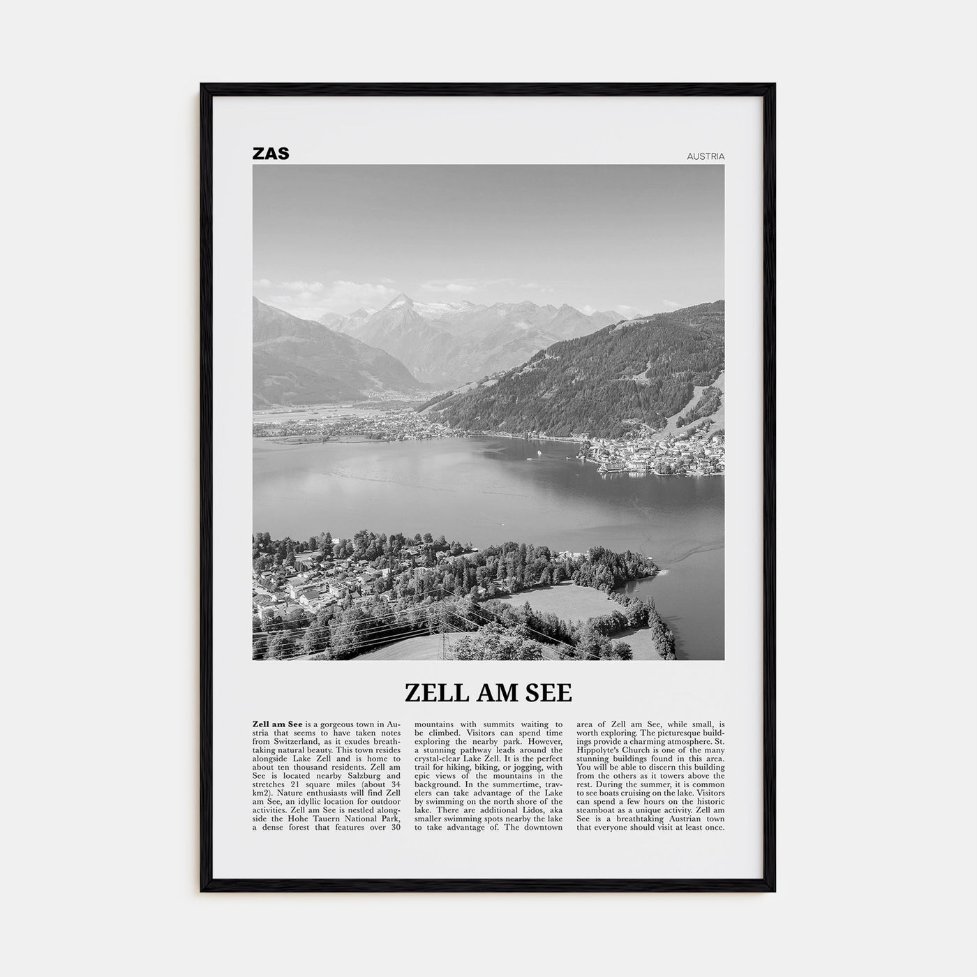 Zell am See Travel B&W Poster