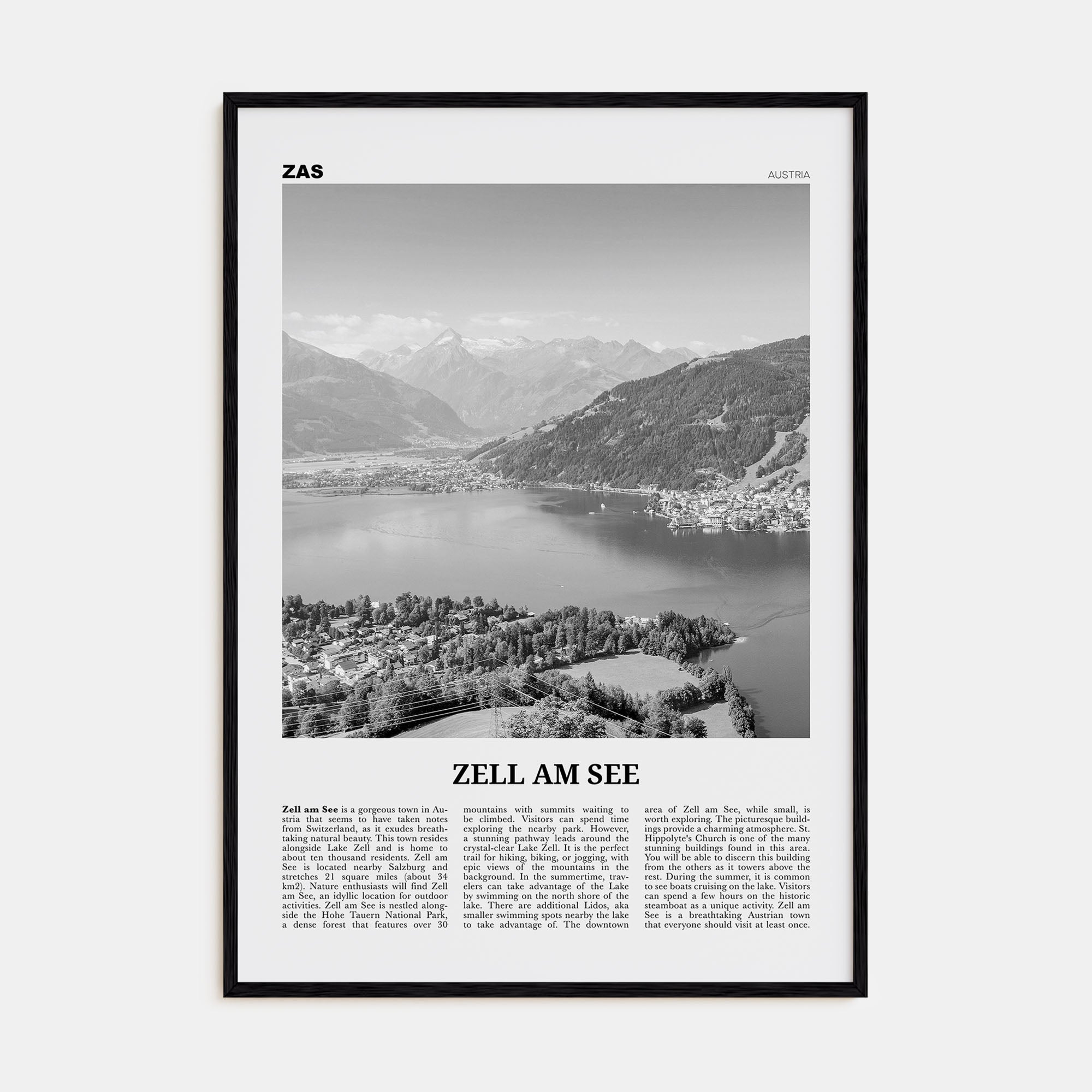 Zell am See Travel B&W Poster