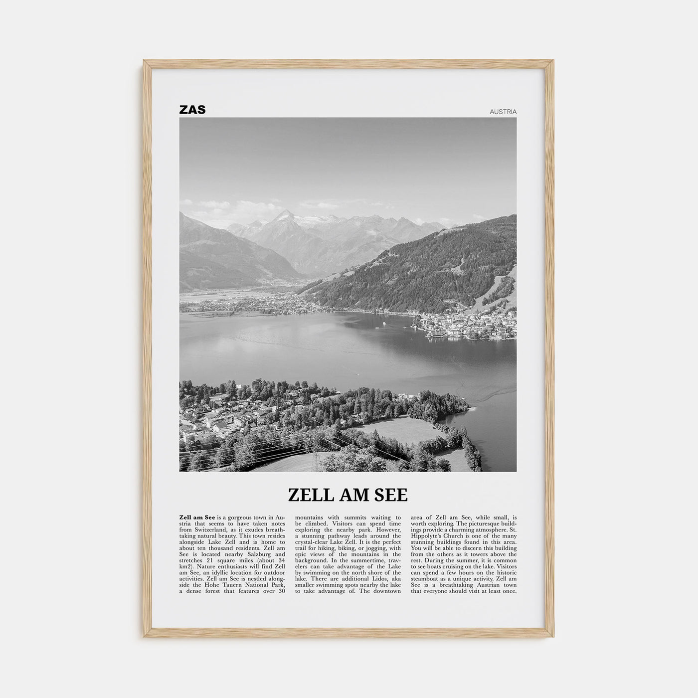 Zell am See Travel B&W Poster