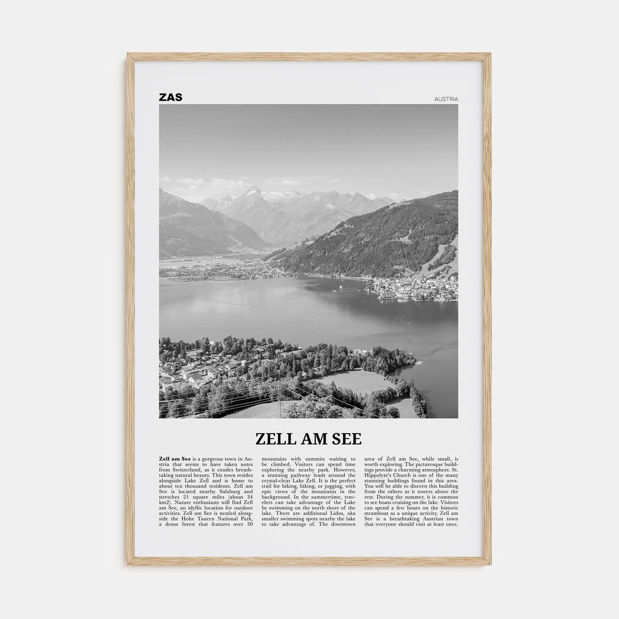 Zell am See Travel B&W Poster