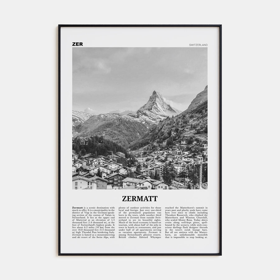Zermatt Travel B&W Poster