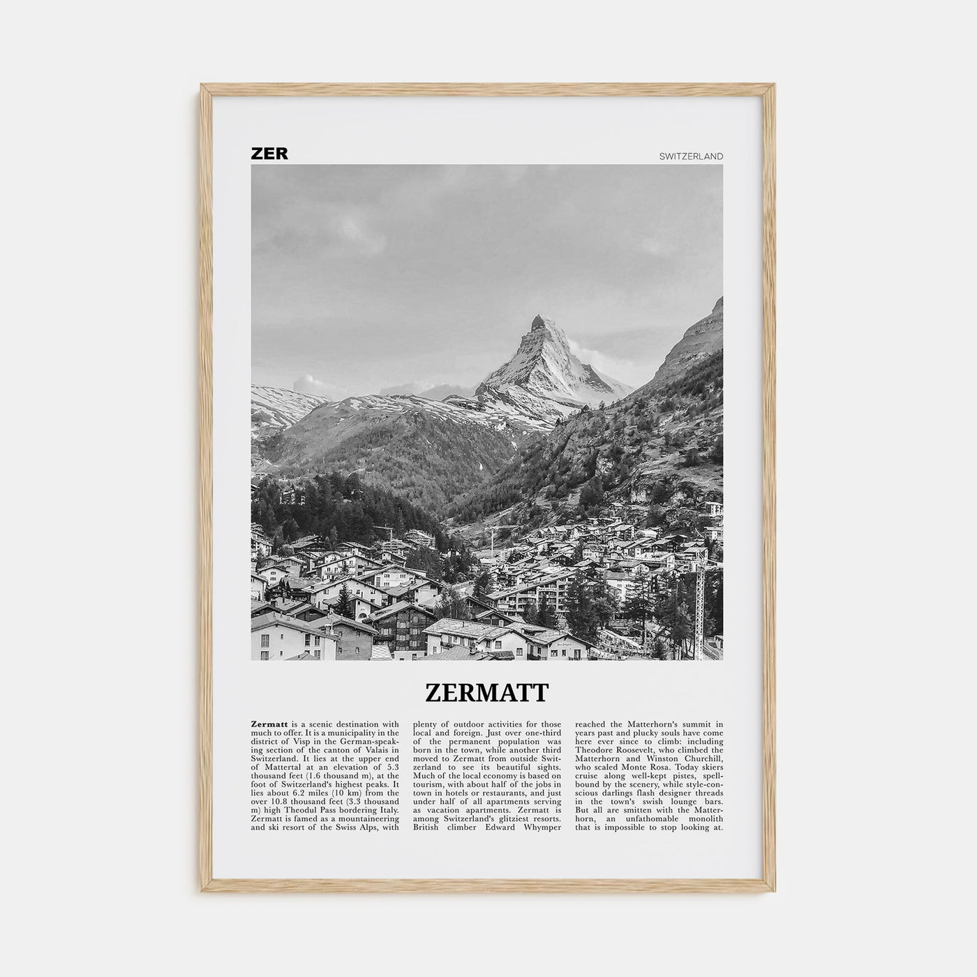 Zermatt Travel B&W Poster