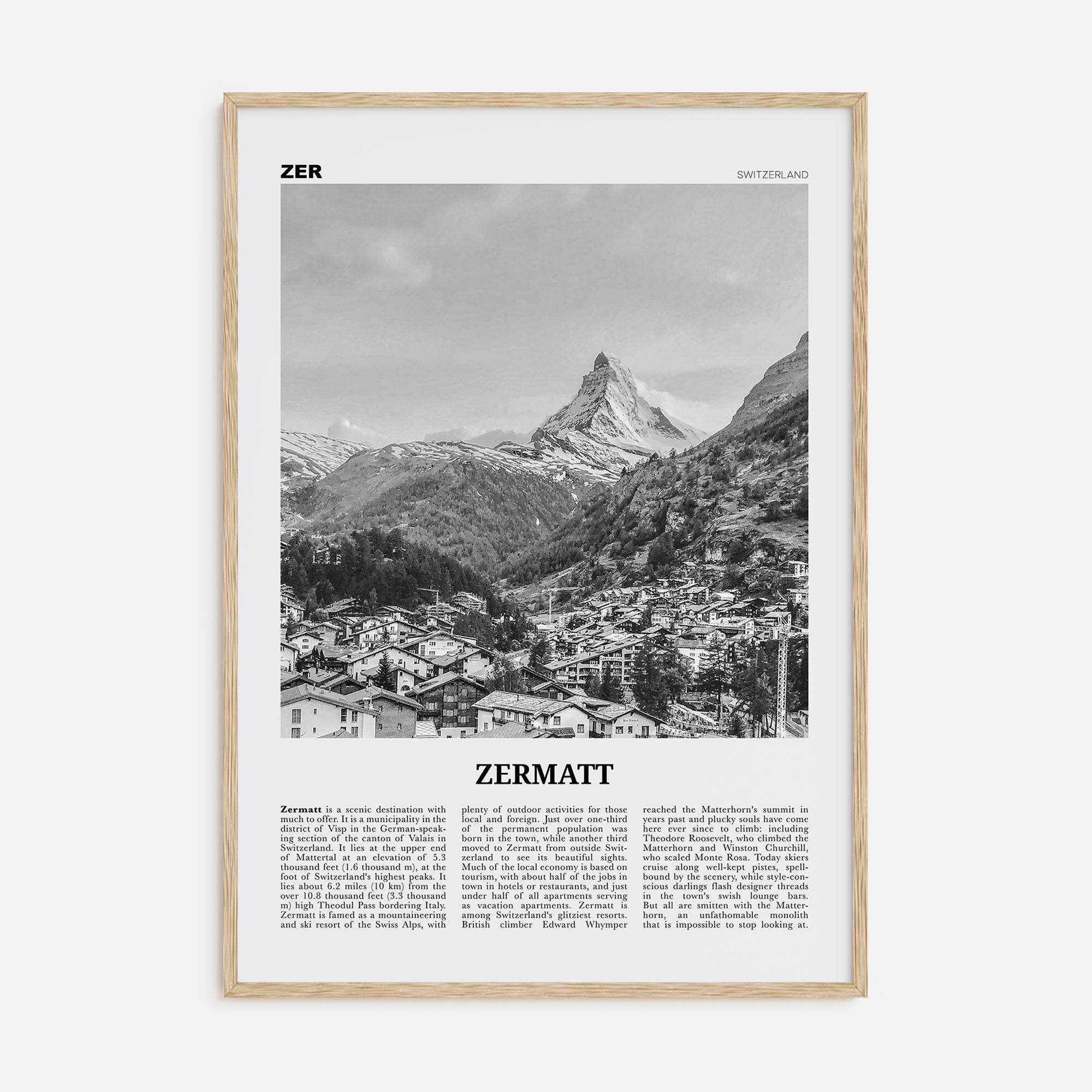 Zermatt Travel B&W Poster