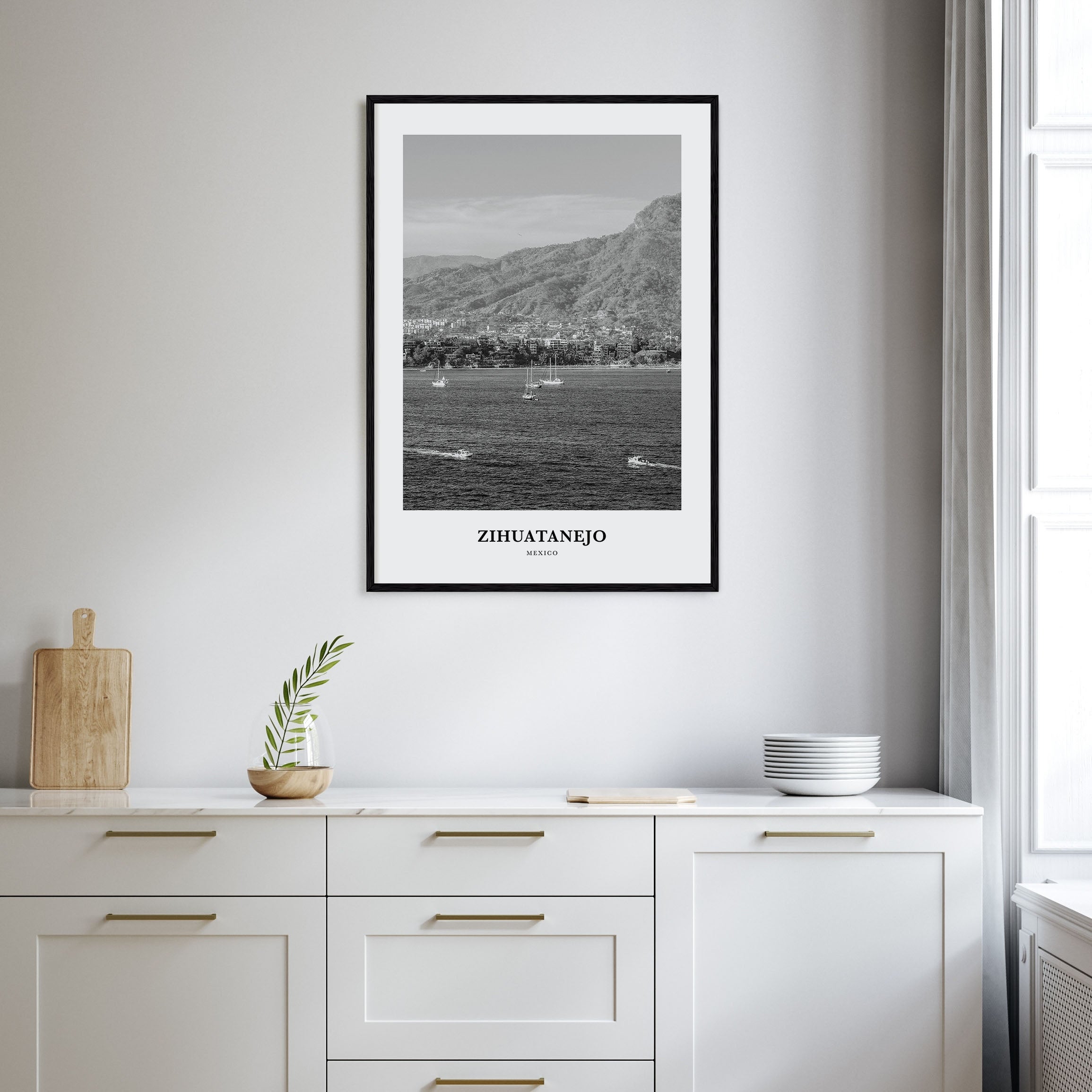 Zihuatanejo Portrait B&W Poster