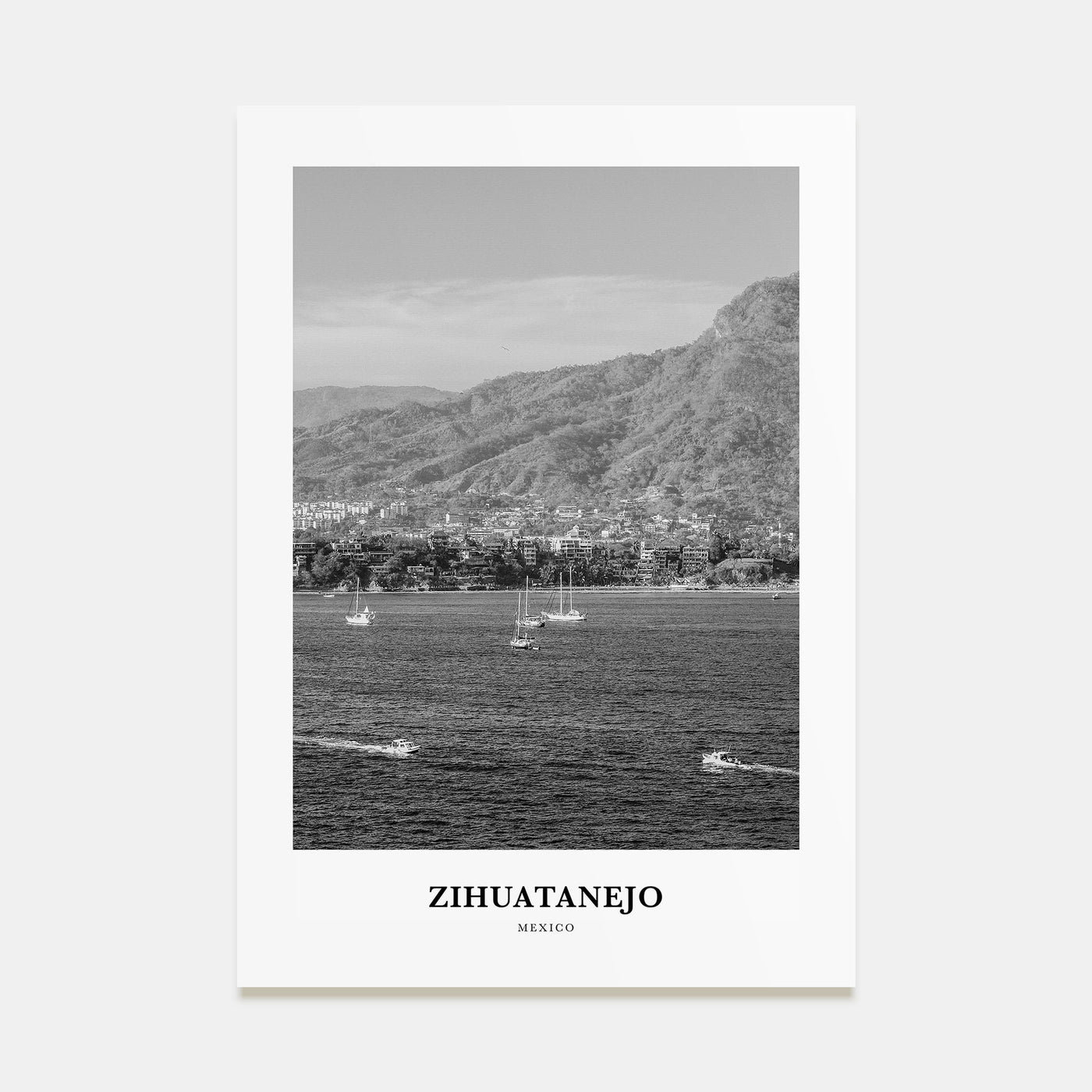 Zihuatanejo Portrait B&W Poster