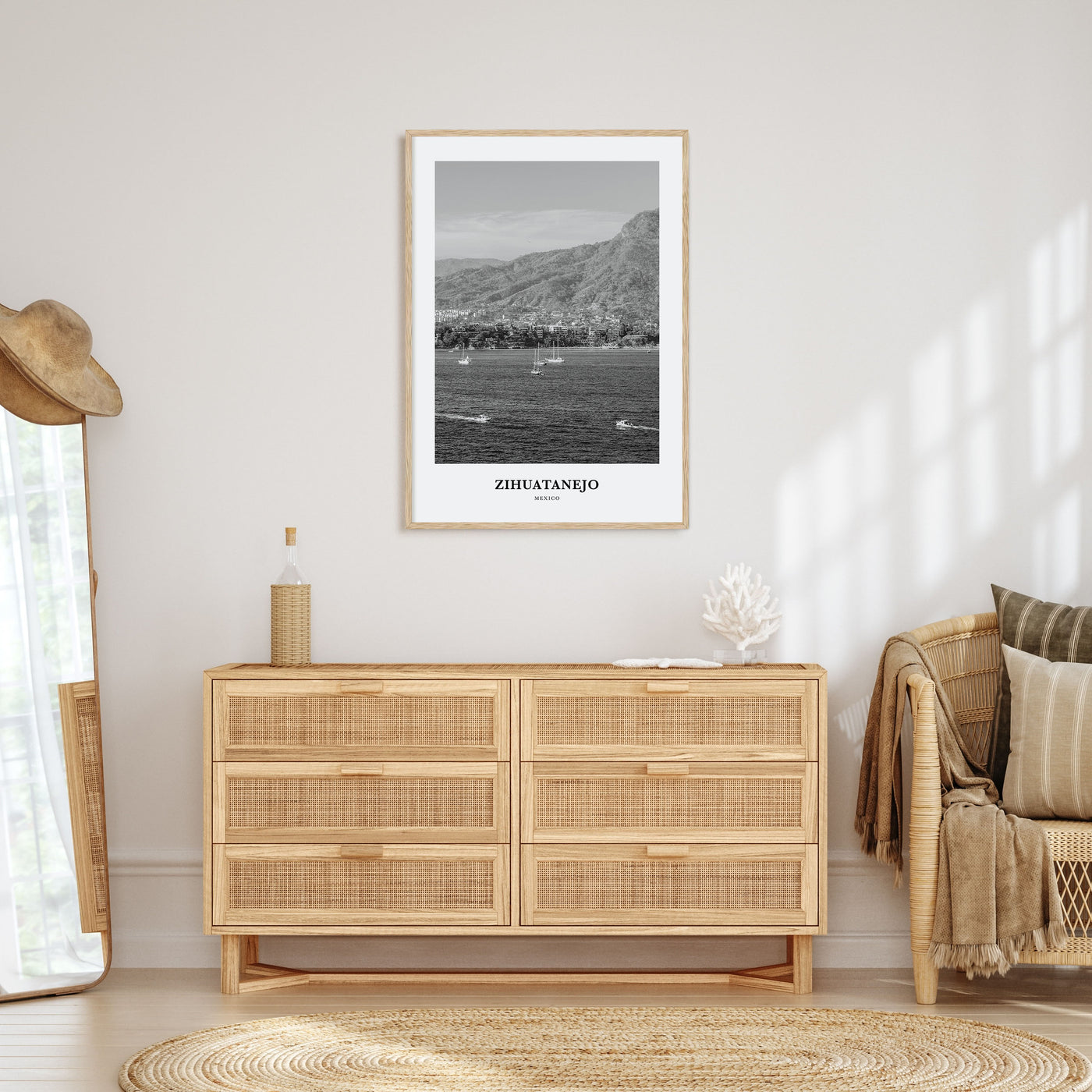 Zihuatanejo Portrait B&W Poster
