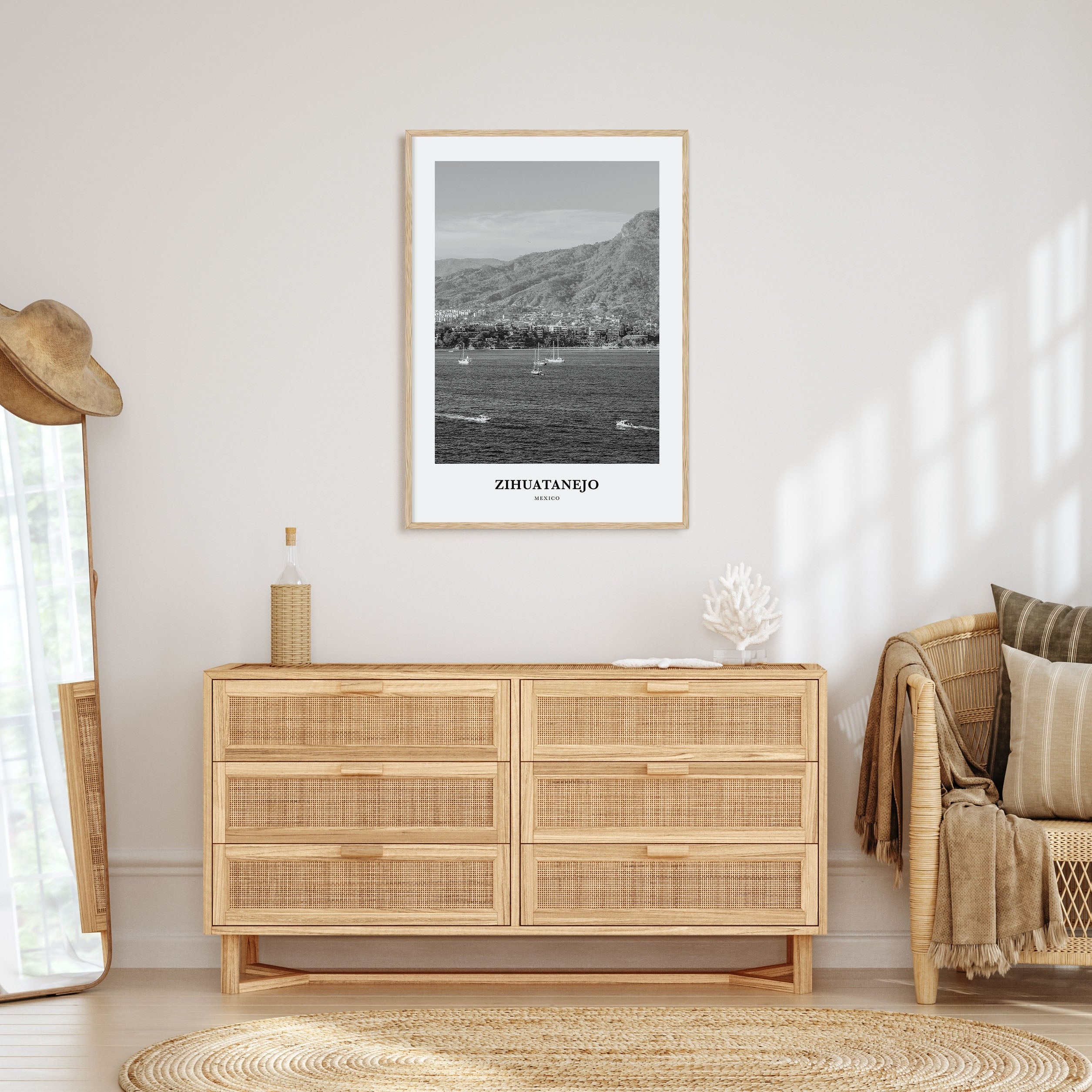 Zihuatanejo Portrait B&W Poster