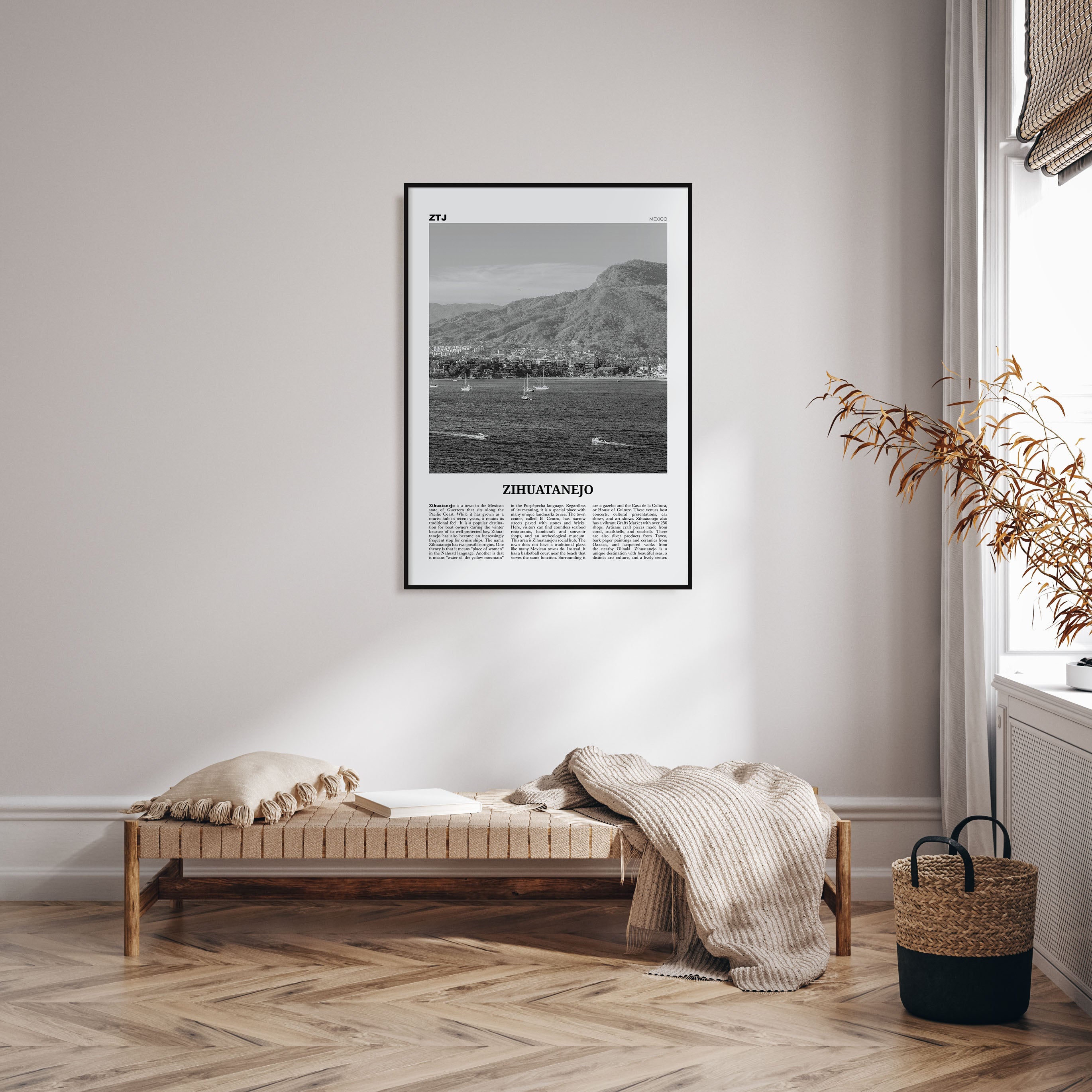 Zihuatanejo Travel B&W Poster