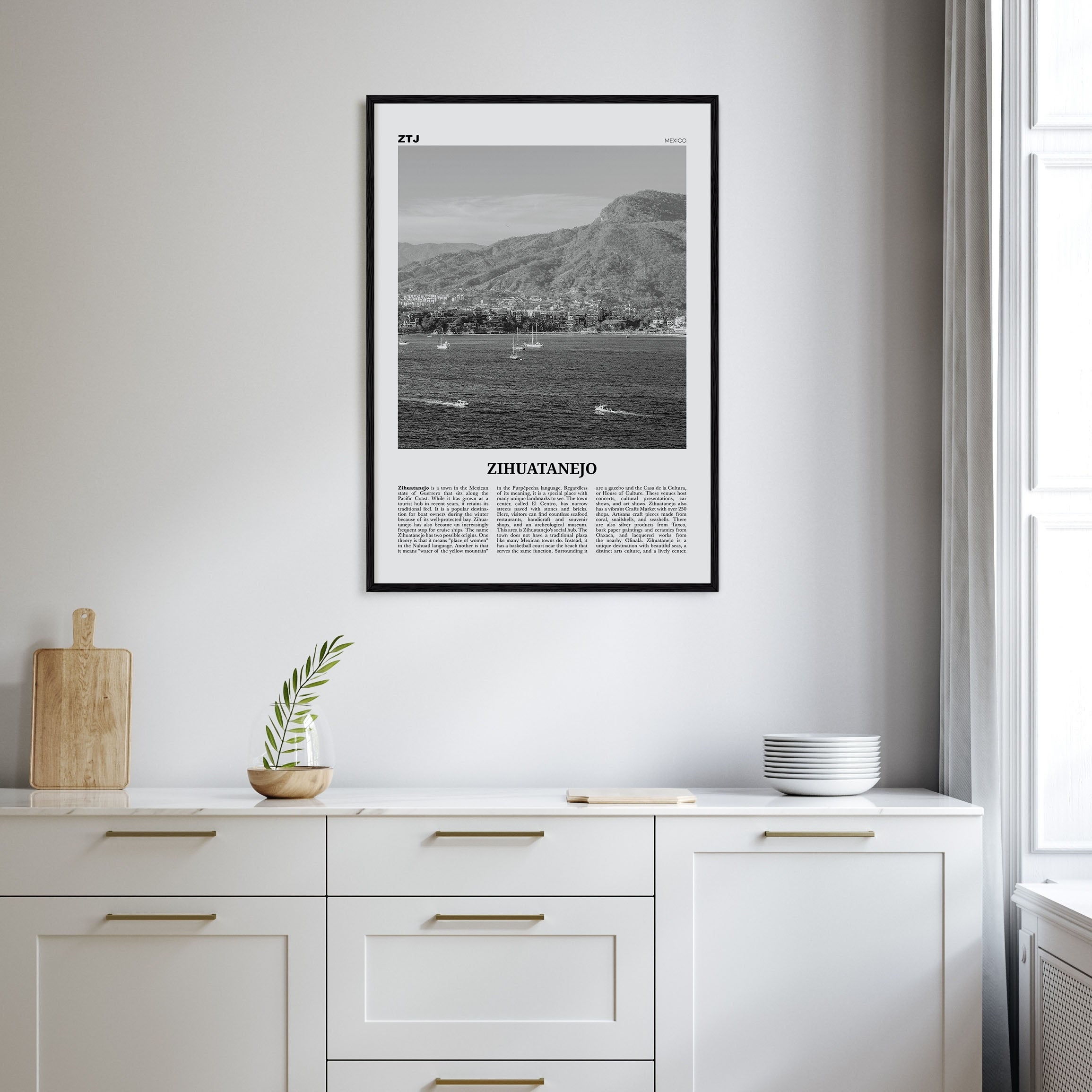 Zihuatanejo Travel B&W Poster