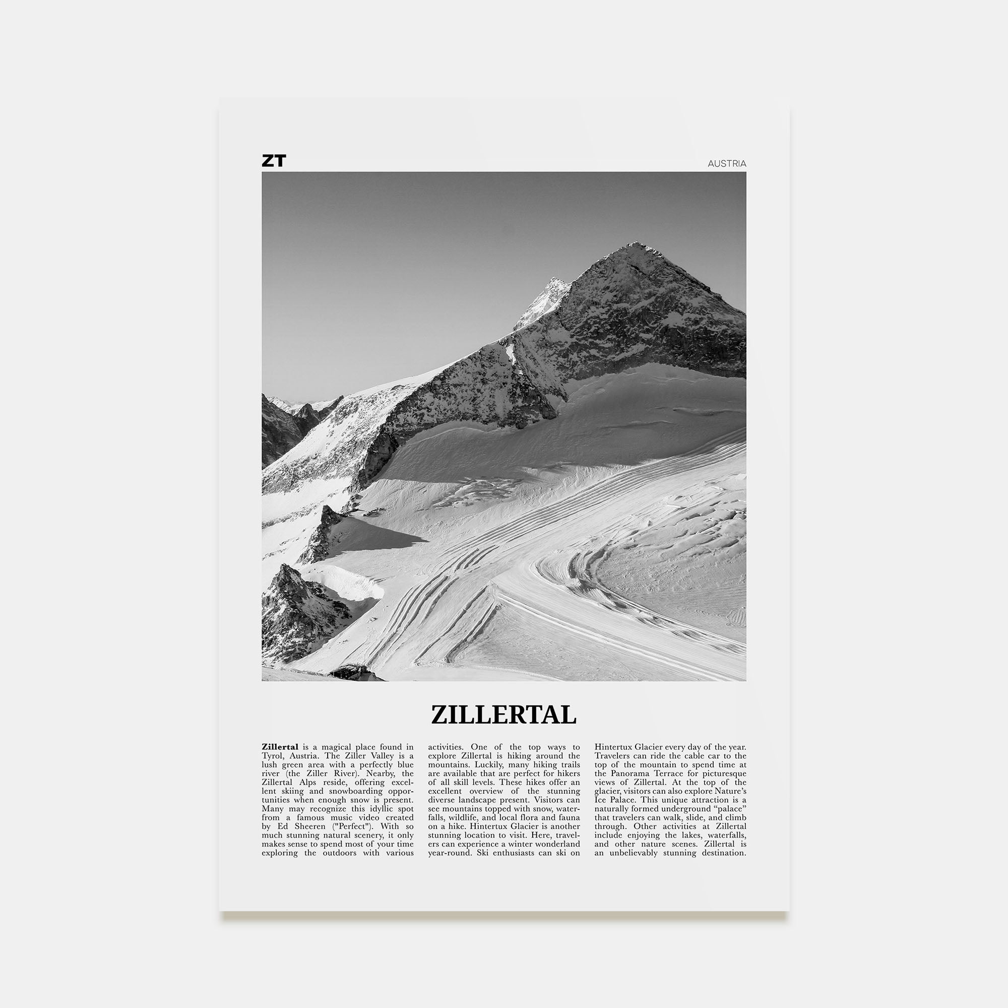 Zillertal Travel B&W Poster