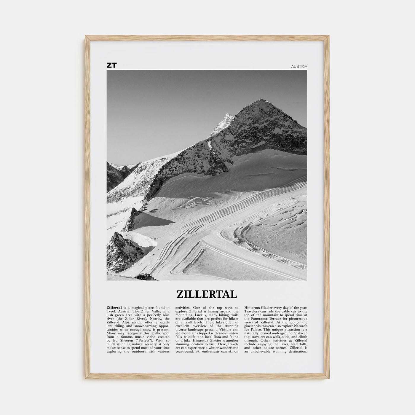 Zillertal Travel B&W Poster