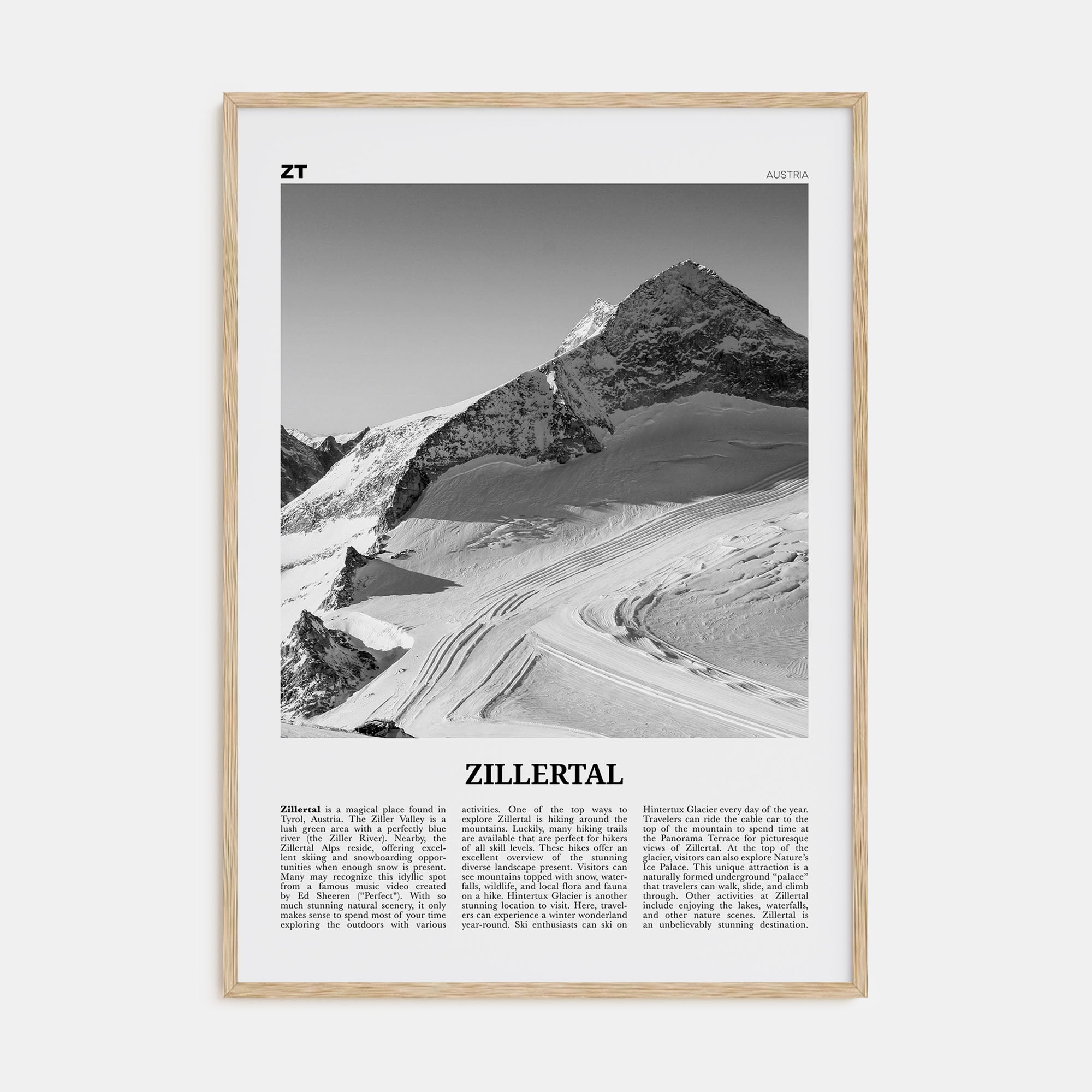 Zillertal Travel B&W Poster