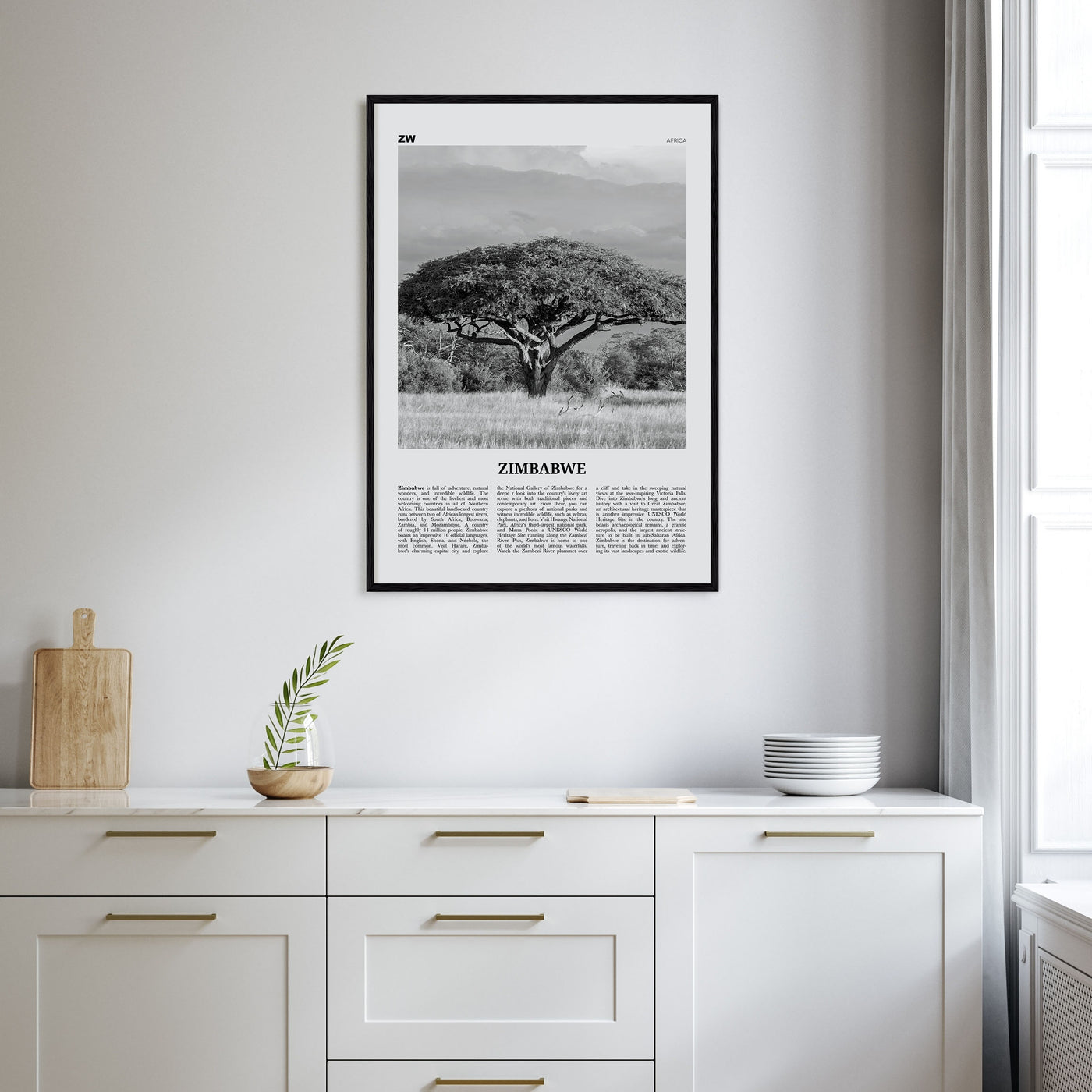 Zimbabwe Travel B&W Poster
