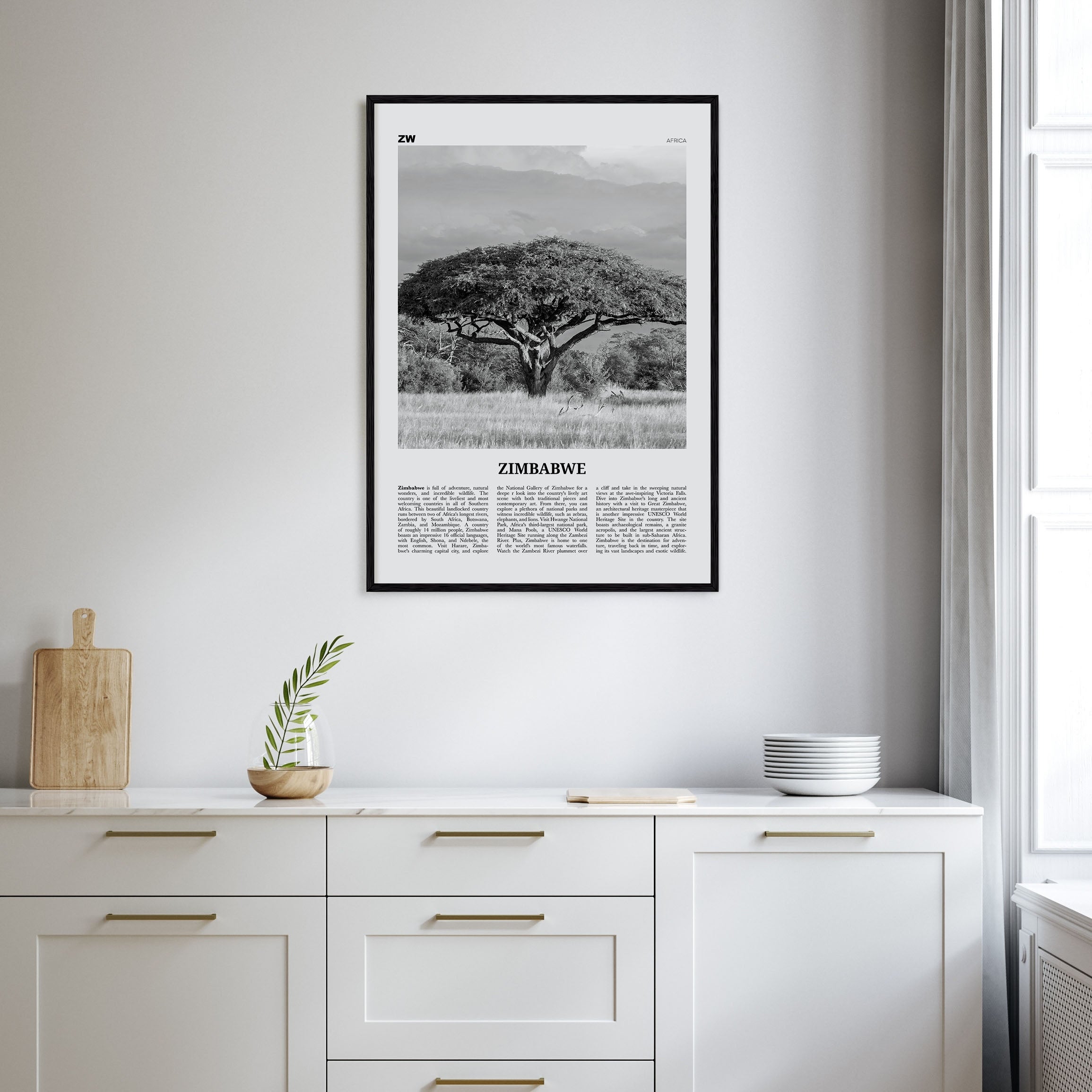 Zimbabwe Travel B&W Poster